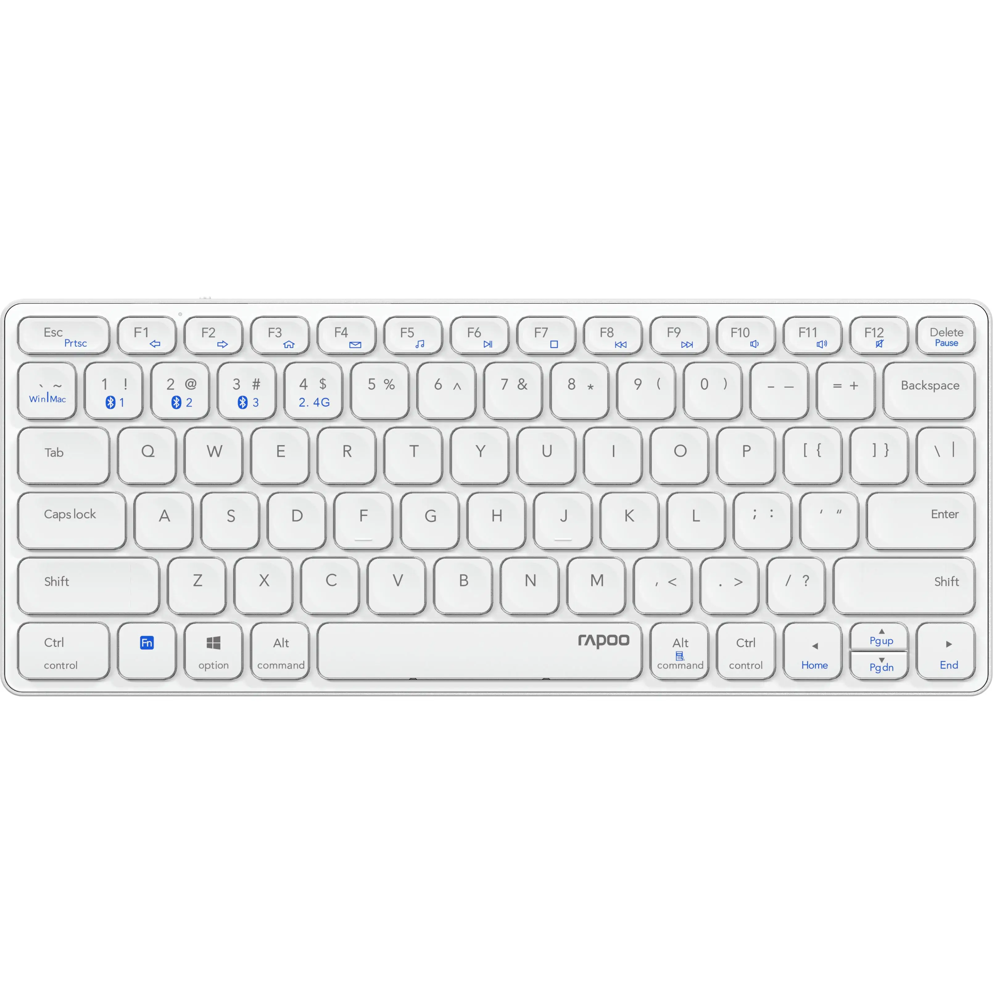 Rapoo - Teclado inalámbrico multimodo recargable con Bluetooth y conexión de 2,4 GHz, conectividad para varios dispositivos y diseño fino, E9600M, en gris