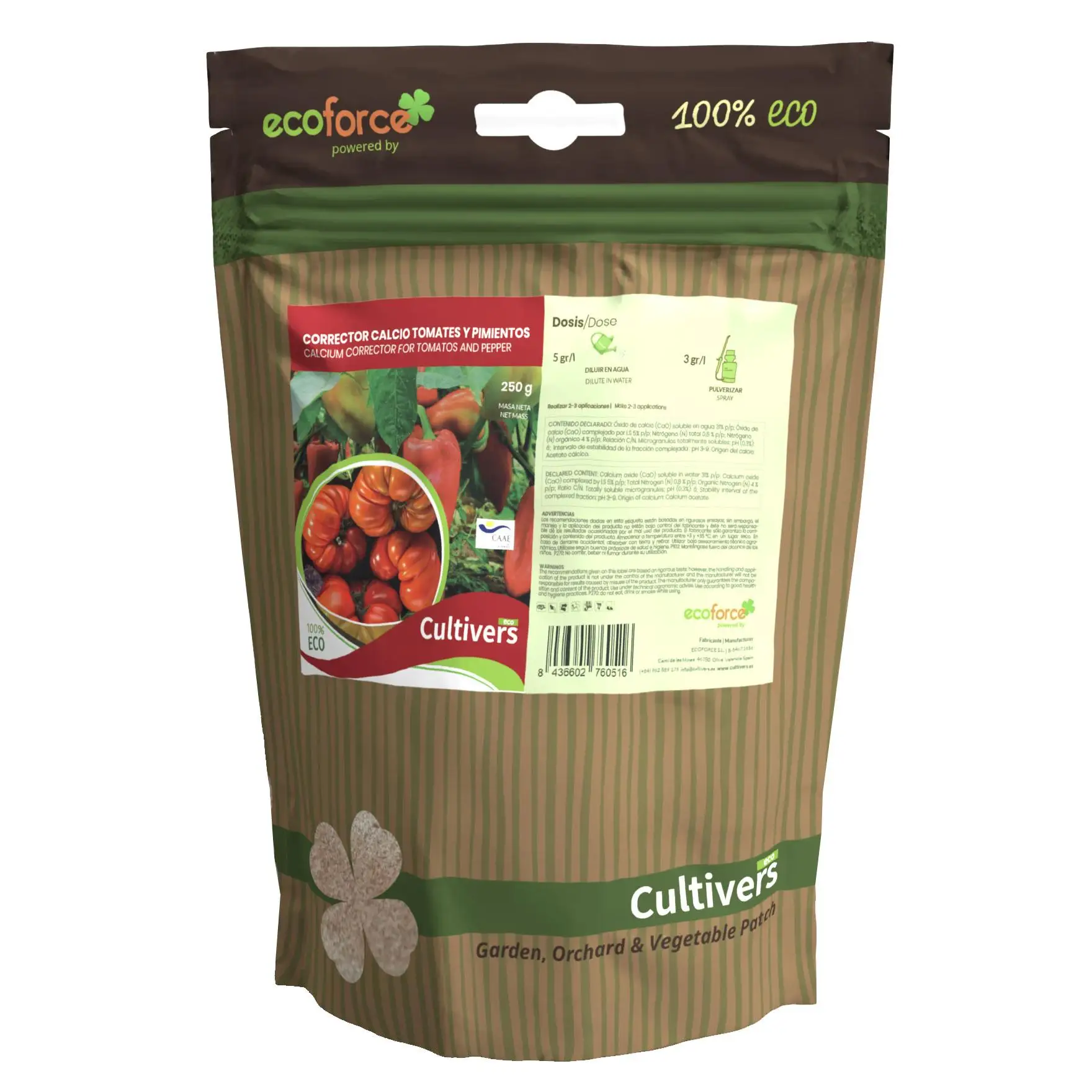 CULTIVERS Calcio Tomates y Pimientos Ecológico 250 g