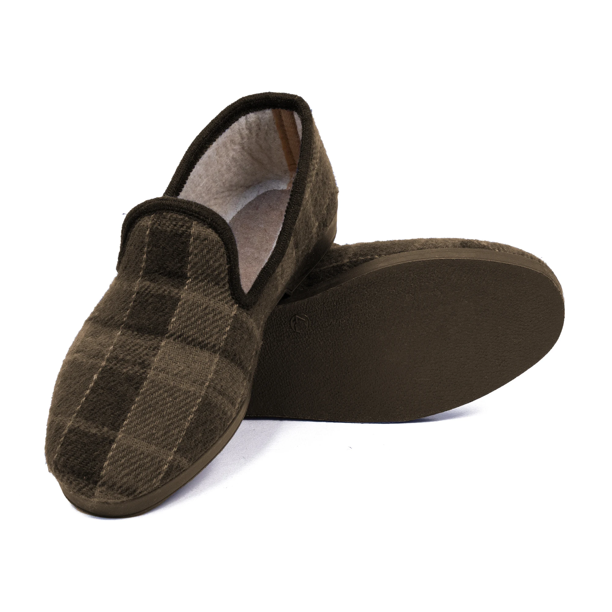 Zapatillas de Estar por Casa Hombre Cuadros Zapatos Mocasines Paño Plano Cerradas Slipper Termicas Comodas Pantufla Suela Caucho MADE IN SPAIN