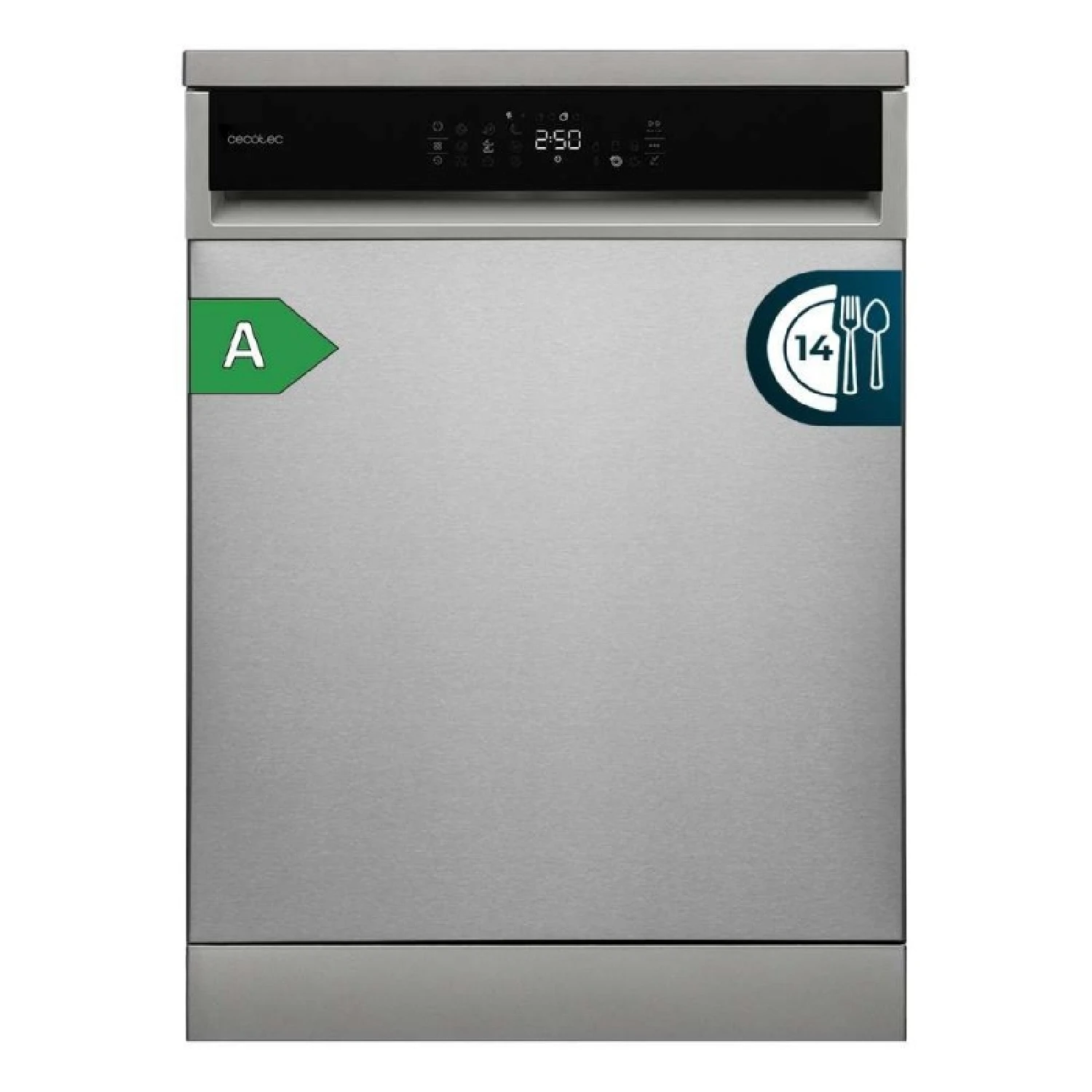 Cecotec bolero aguazero 6800 inox a dishwasher, 14 place settings, class a, inverter plus duo motor, 8 versatile programs