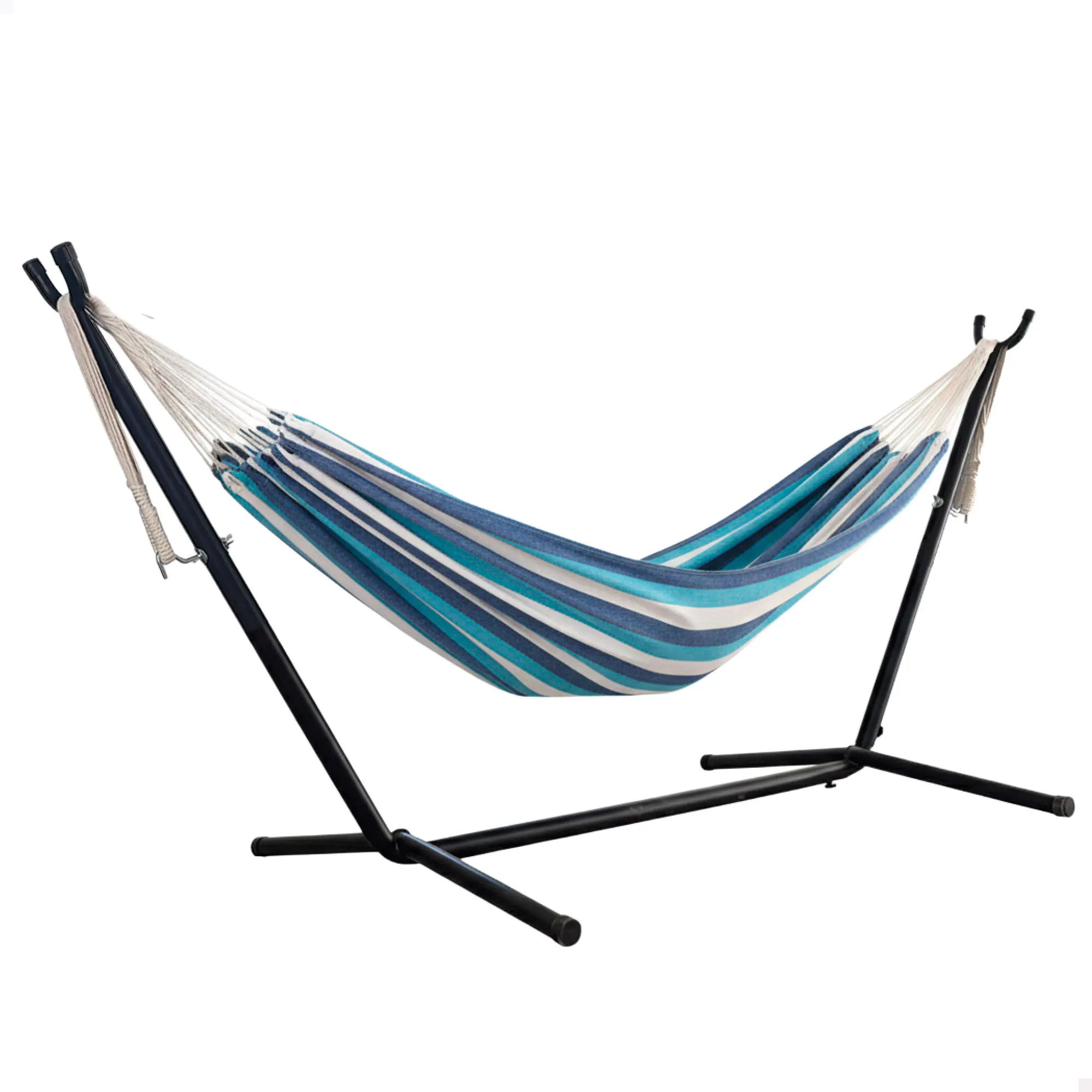 Aktive - Hamaca camping autoportante, mide 260x108x102 cm, ideal para 2 personas, soporta 250 kg, estructura de acero, tejido mixto poliéster y algodón, hamaca exterior, kit camping, tumbonas jardín