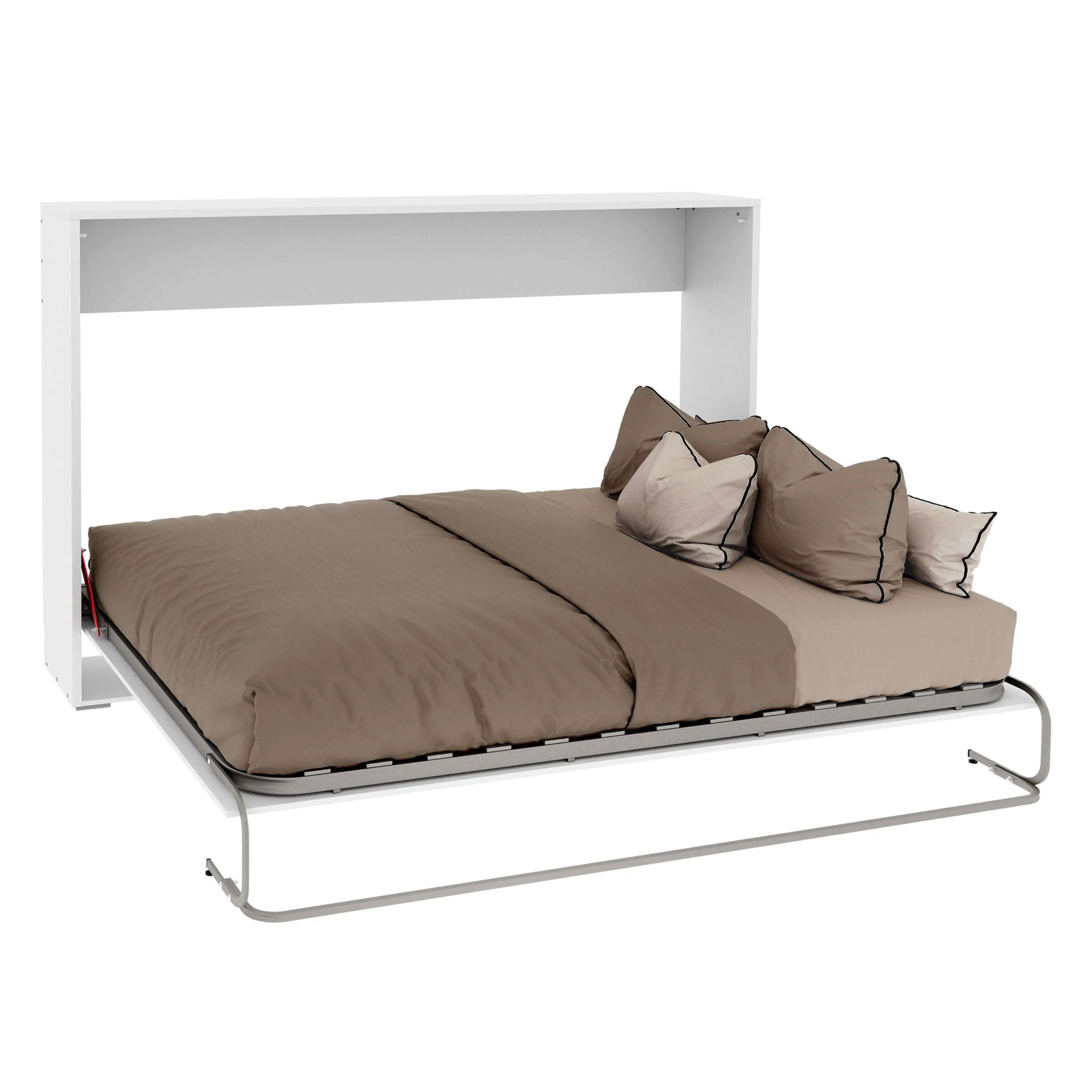 Cama Plegable Dormitorio Juvenil Cama de Invitados Abatible Horizontal Color Blanco Mate 135×190 cm