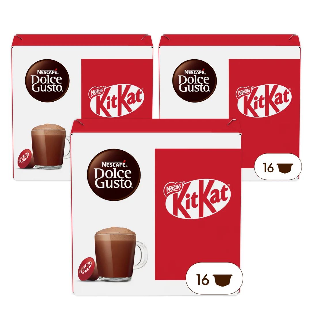 Nescafé dolce gusto chocolate kitkat, pack of 3 x 16 capsules - 48 kitkat capsules, waffle and cocoa flavor - qumir #1