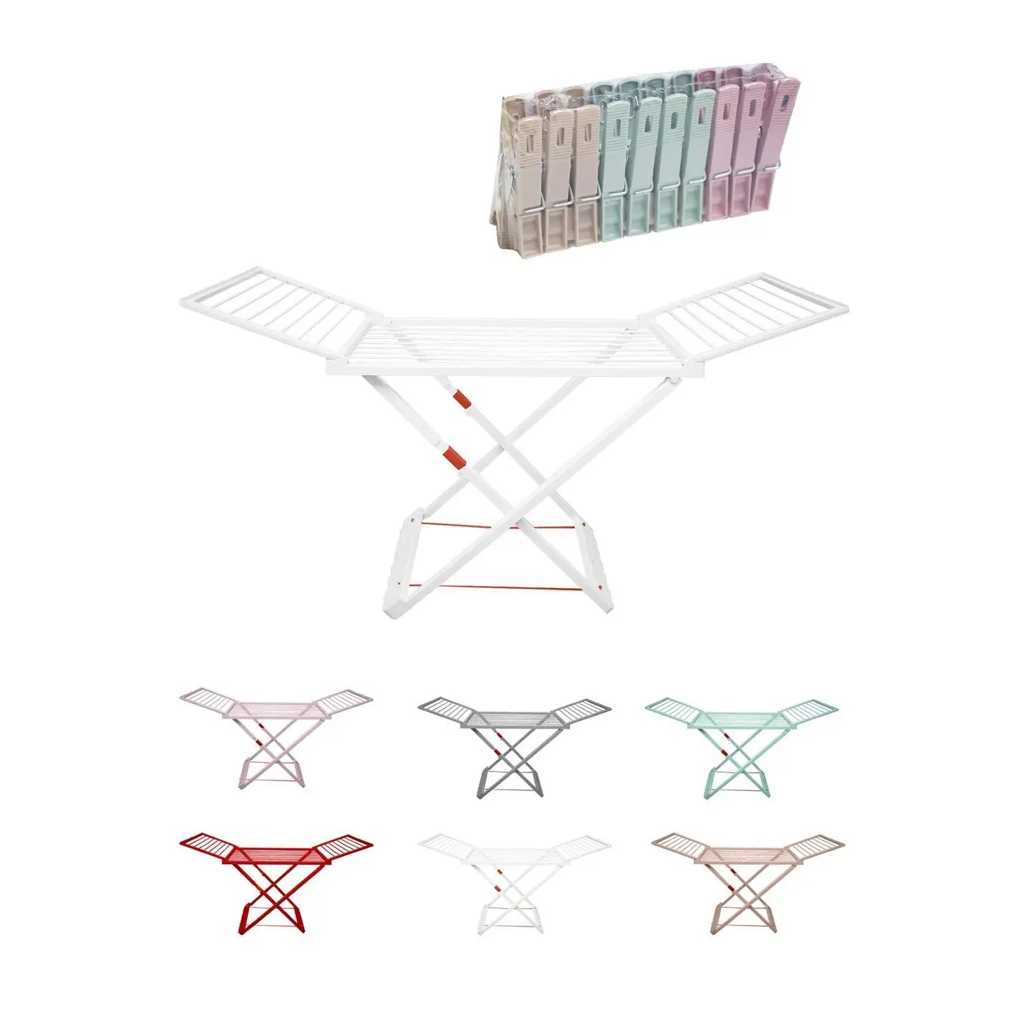 JARDIN202 - Tendedero Plegable de Resina Incluye 20 Pinzas – Tendal Abatible Balcón para Interior y Exterior