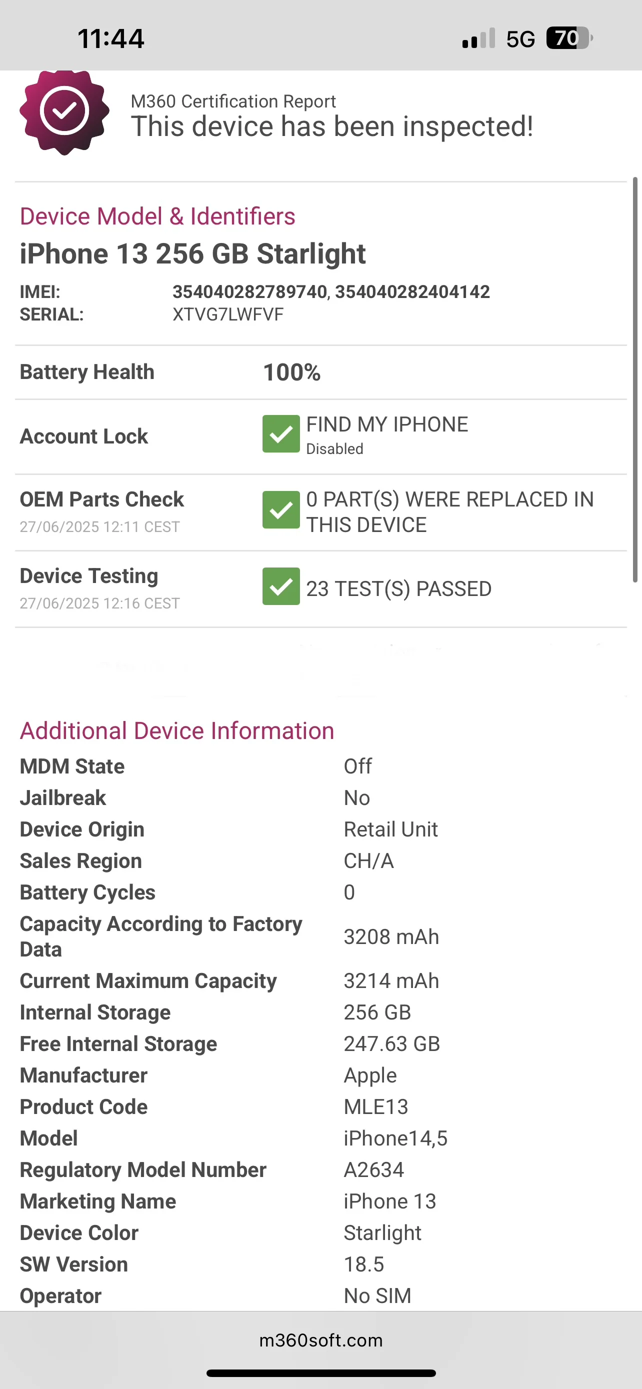 Apple iphone 14 256gb grade a+ battery 100% oled screen 2 year warranty