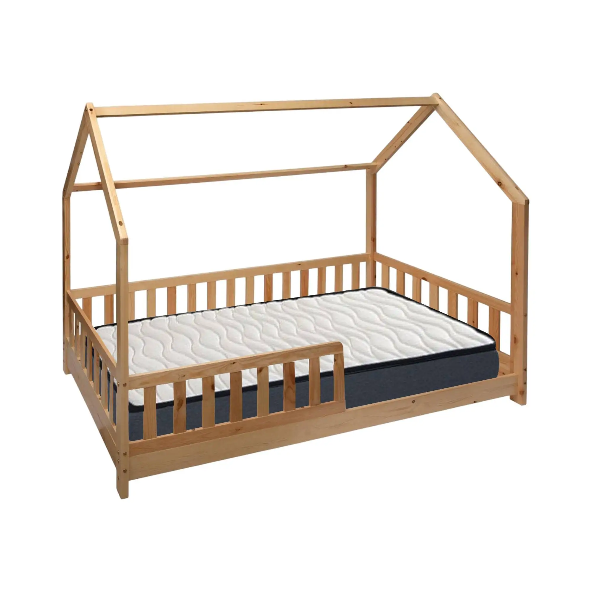 Set de Cama infantil Cabaña ''Bosco'' 90x190cm + Colchón ZENT ROLLER 90x190cm (Altura 17cm), Transpirable, Adaptable y Atérmico