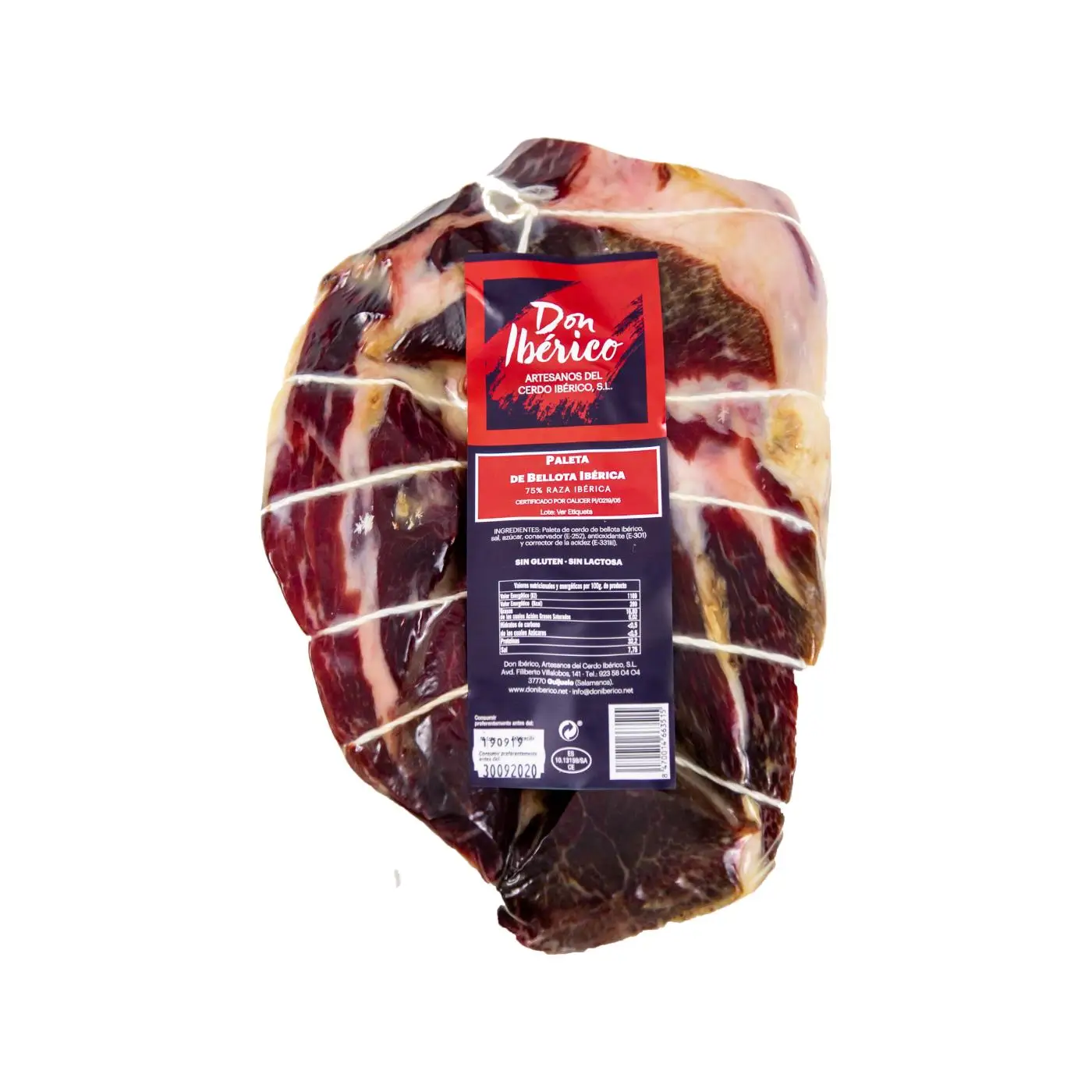 Don Ibérico - Paleta de Bellota Ibérica (75% R.I.) - CENTRO  Deshuesado - Curado de forma tradicional y Artesanal -  Precinto Rojo de Calidad PREMIUM