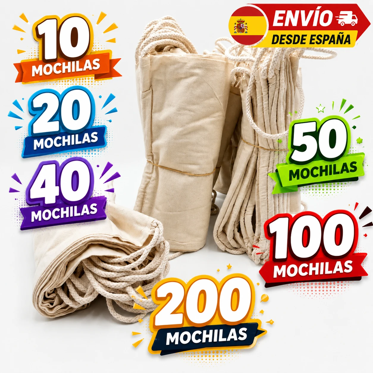 Siglo21publicidad - Mochilas ecológicas de algodón 100 % natural con cordón ajustable para manualidades, pintura, bordado y uso diario en playa o campo