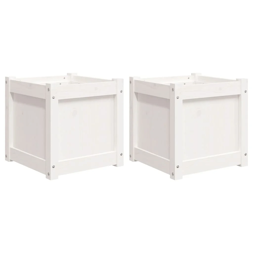 Vidaxl outdoor planters 2 units solid pine wood color natural pine, white pine, pine brown and more - Product Main Image