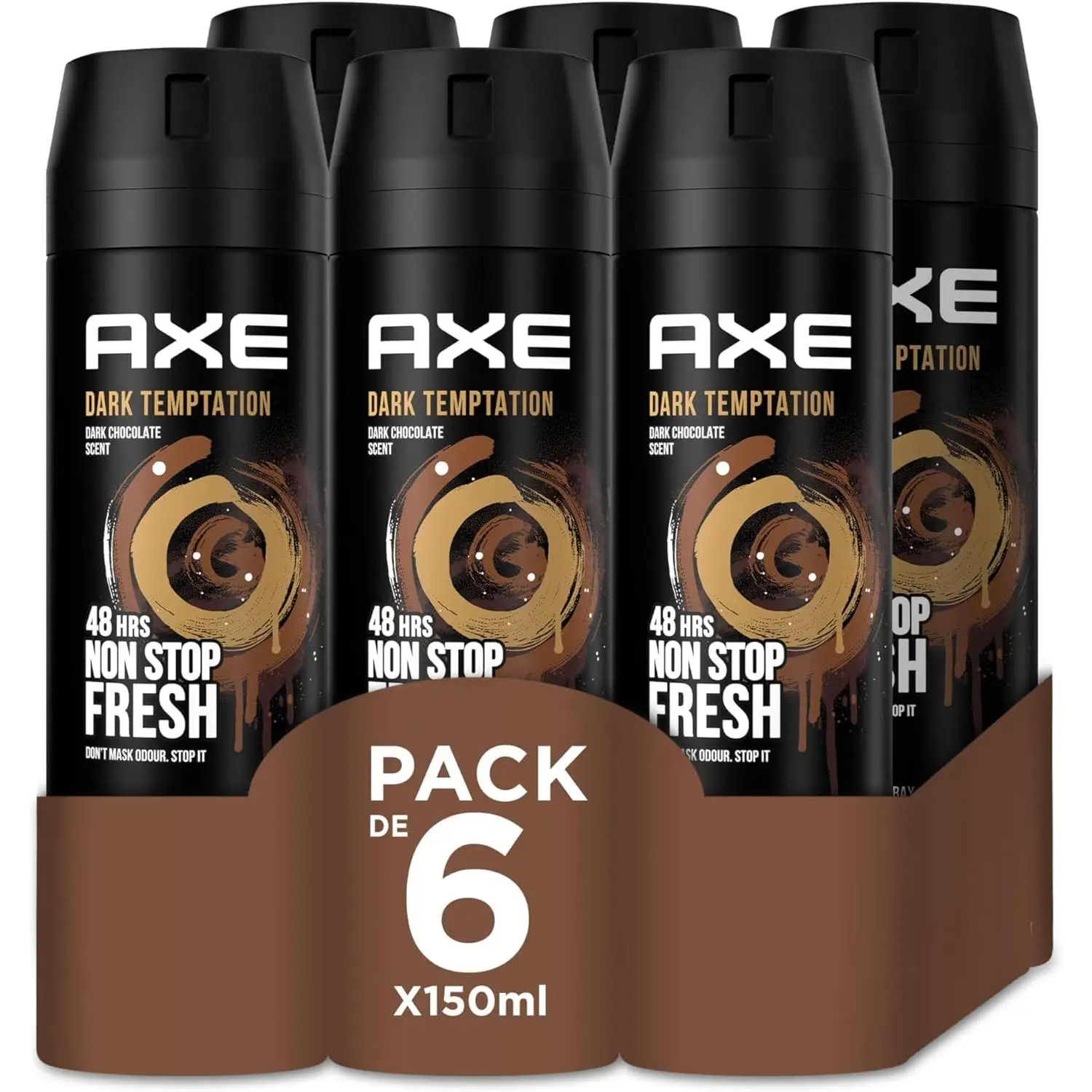 Axe Dark Temptation Dark Chocolate-deodorant spray for men-saving Pack 6x150 ml