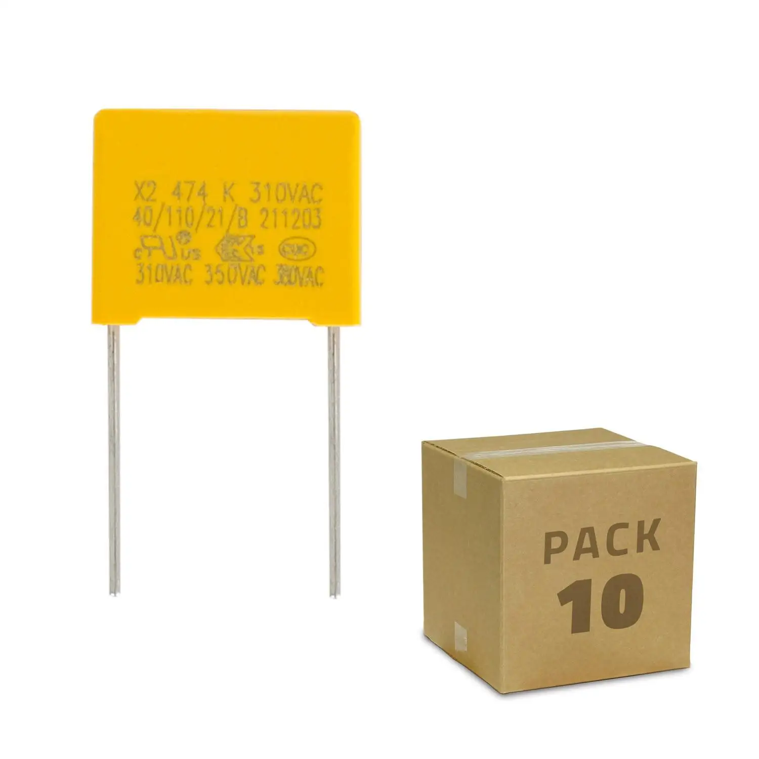 Ledkia Pack 10 Condensadores Antiparpadeo LED 0.47uf 310V AC - Evita Parpadeo en Luminarias LED