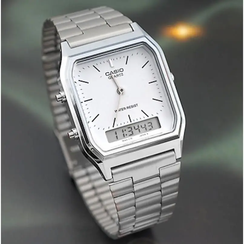 Casio AQ-230A-7DMQYES Unisex Vintage Watch | Classic Design, Dual Time, Automatic Calendar and Elegant Finish