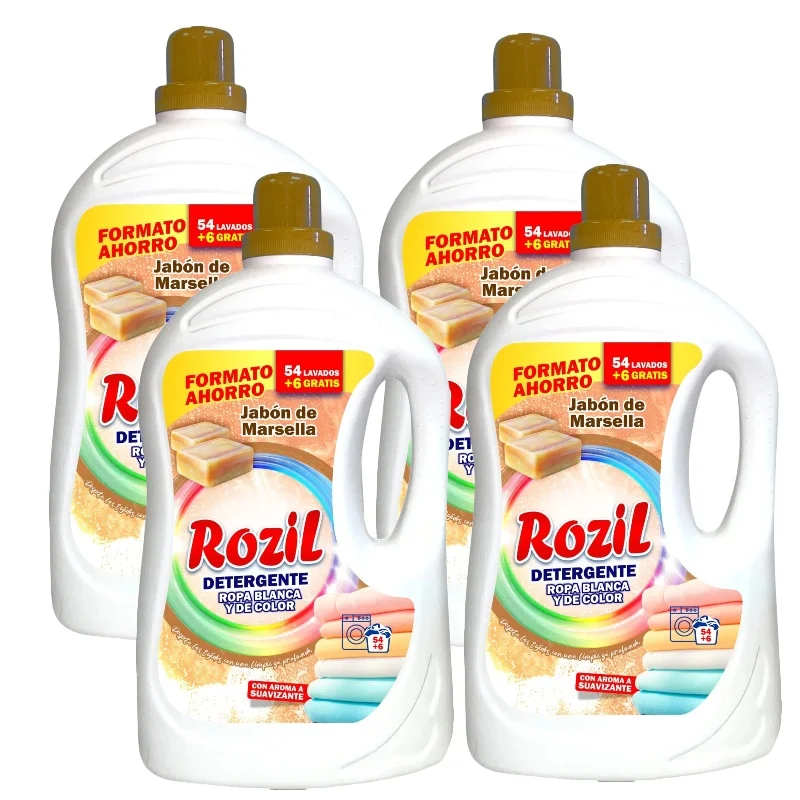 4 detergente ROZIL súper concentrado con Aroma de suavizante 3 litros 60lavado Marsella Jabón de la abuela Color Gel activo caja 240lavado