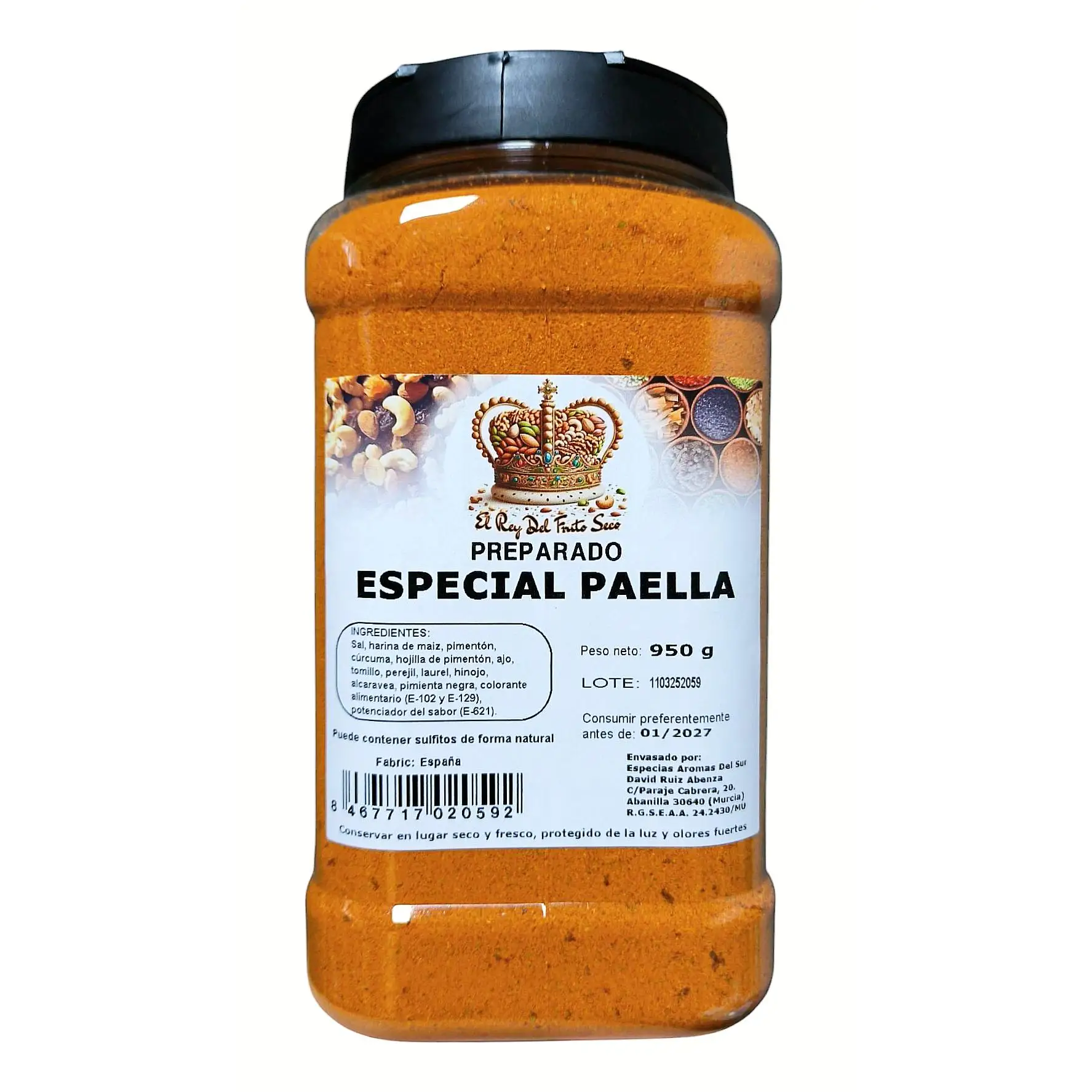 Preparado Especial Paella 950 gr - Mezcla de condimentos para su Receta Auténtica de Paella en Casa - El Rey del Fruto Seco