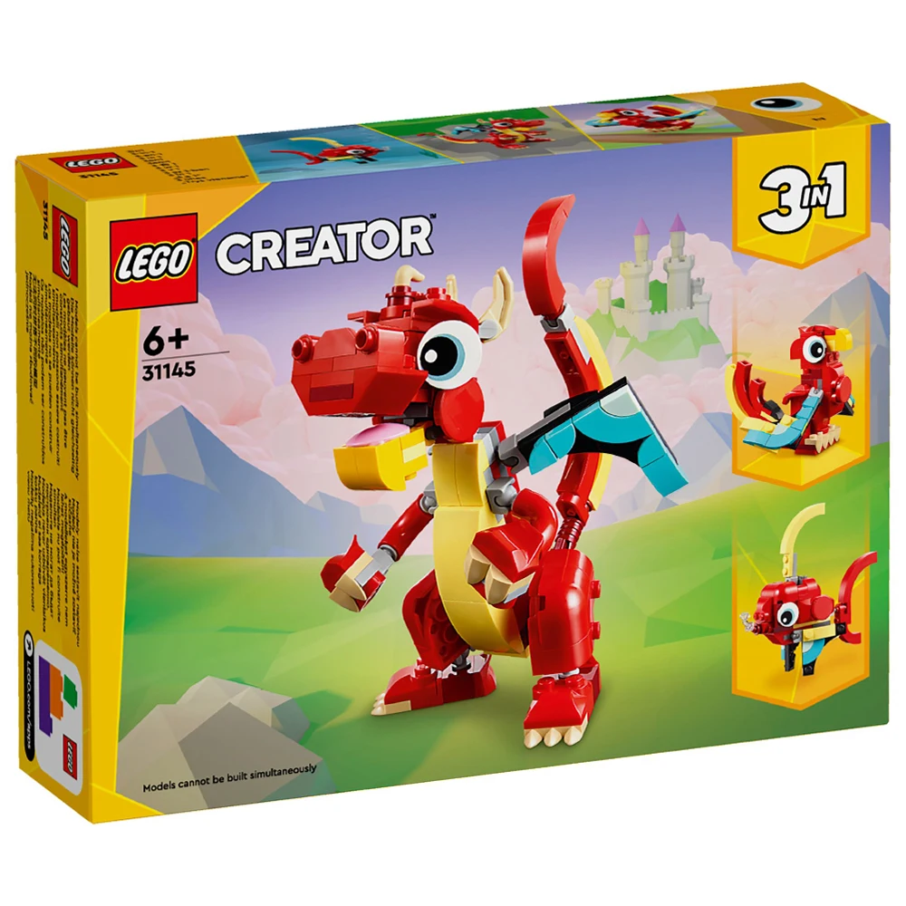 LEGO CREATOR 3EN1 - DRAGÓN ROJO, 31145, TIENDA CON LICENCIA OFICIAL, ENVIO EN 24-48 HORAS EN PENÍNSULA, JUGUETES, LADRILLOS, BRICKS, PIEZAS, BLOQUES, COLECCIONISMO, ANIMALES, FANTASÍA