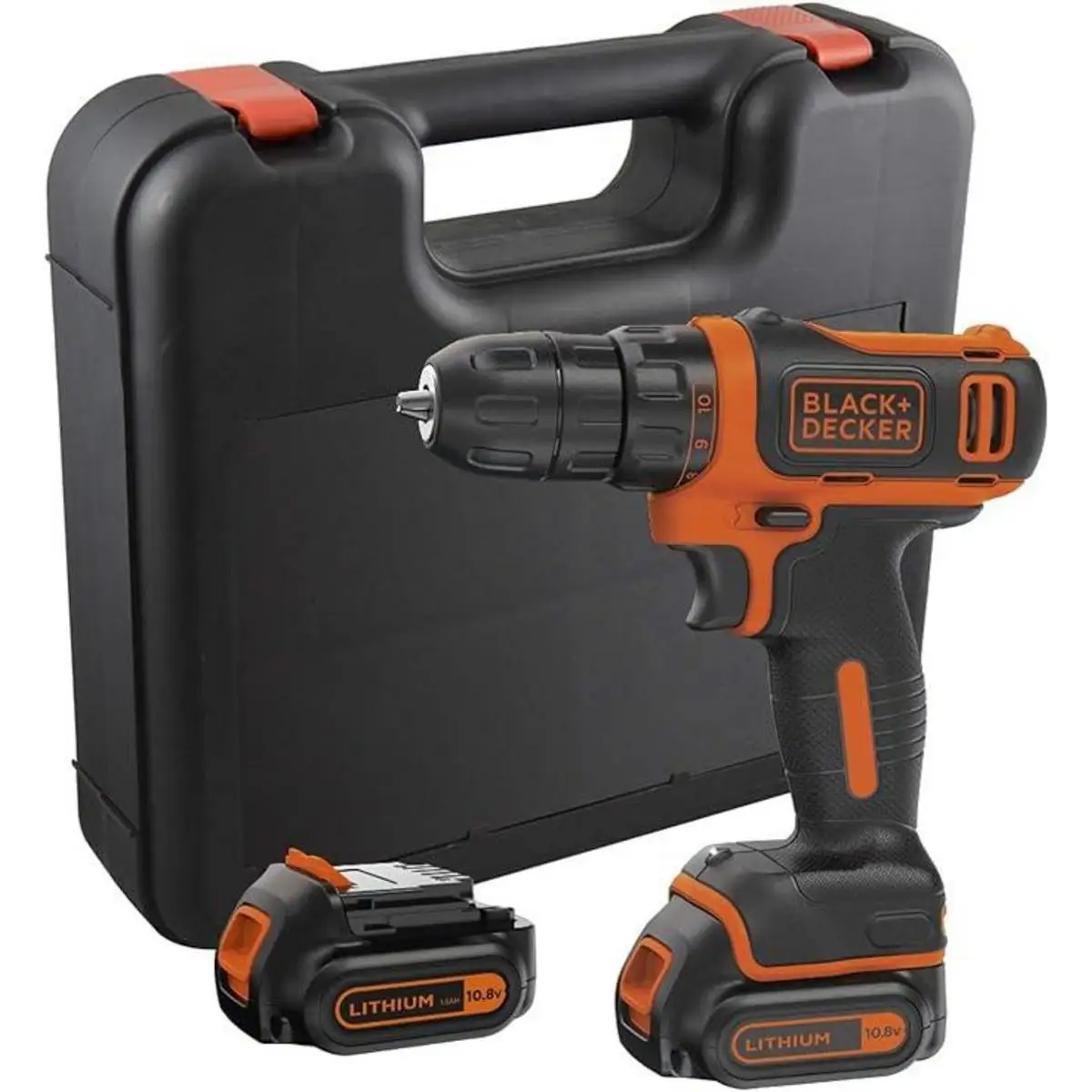 Black & Decker BDCDD12KB-QW Taladro Atornillador 10,8V, 26Nm, Portabrocas 10mm, 0-550 RPM, Incluye 2