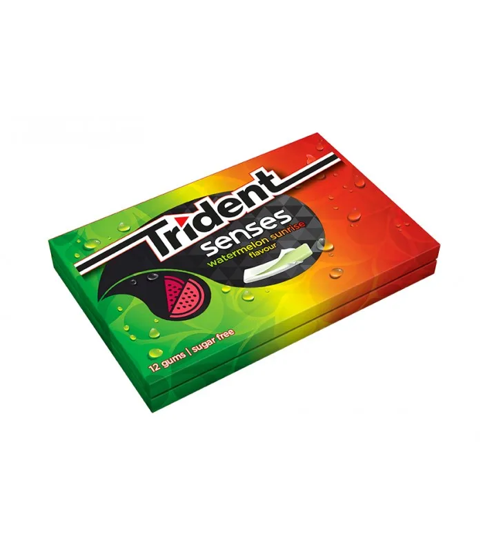 Trident senses sugar free chewing gum with tropical flavor peppermint berry watermelon 23g*12