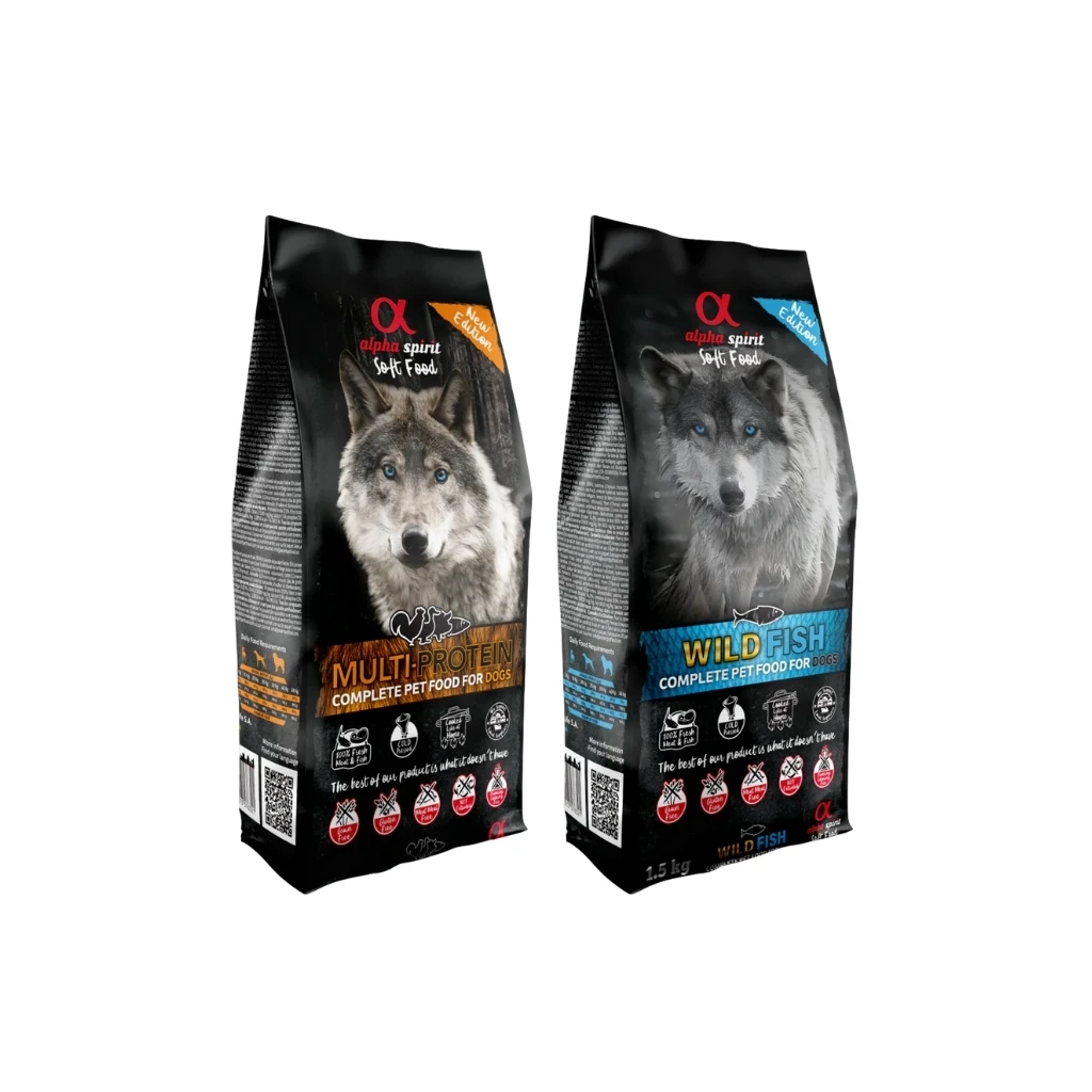 ALPHA SPIRIT Pienso Semihúmedo Pack 2×1,5 kg - Multiprotein y Wild Fish