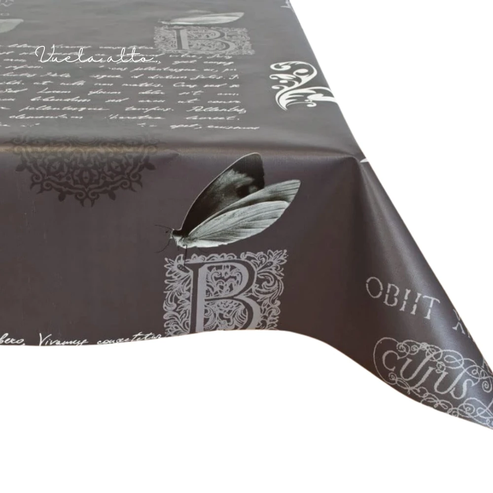 Waterproof tablecloth with butterfly design by Hulehule Tex, made of durable PVC, stain-resistant and easy to clean; available in rectangular, square, or round shapes, perfect for home decoration. #3