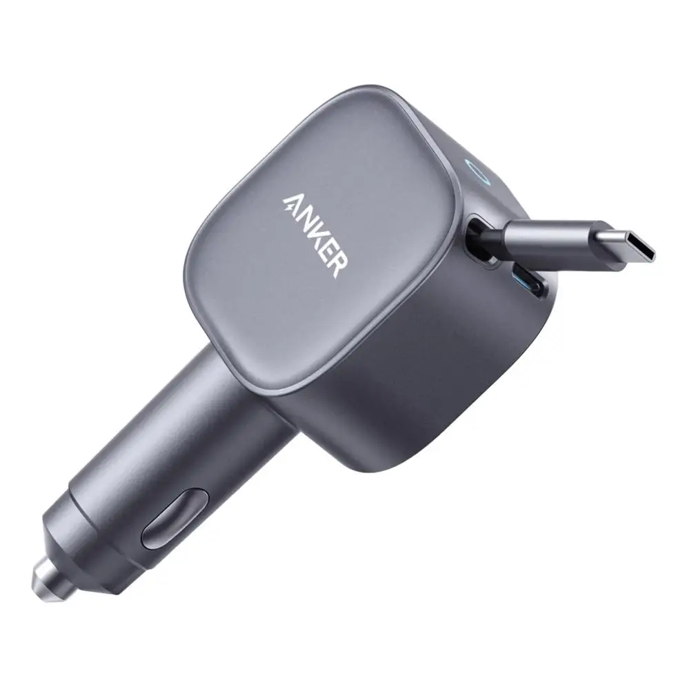 Cargador de coche Anker de 75W con cable USB-C retráctil