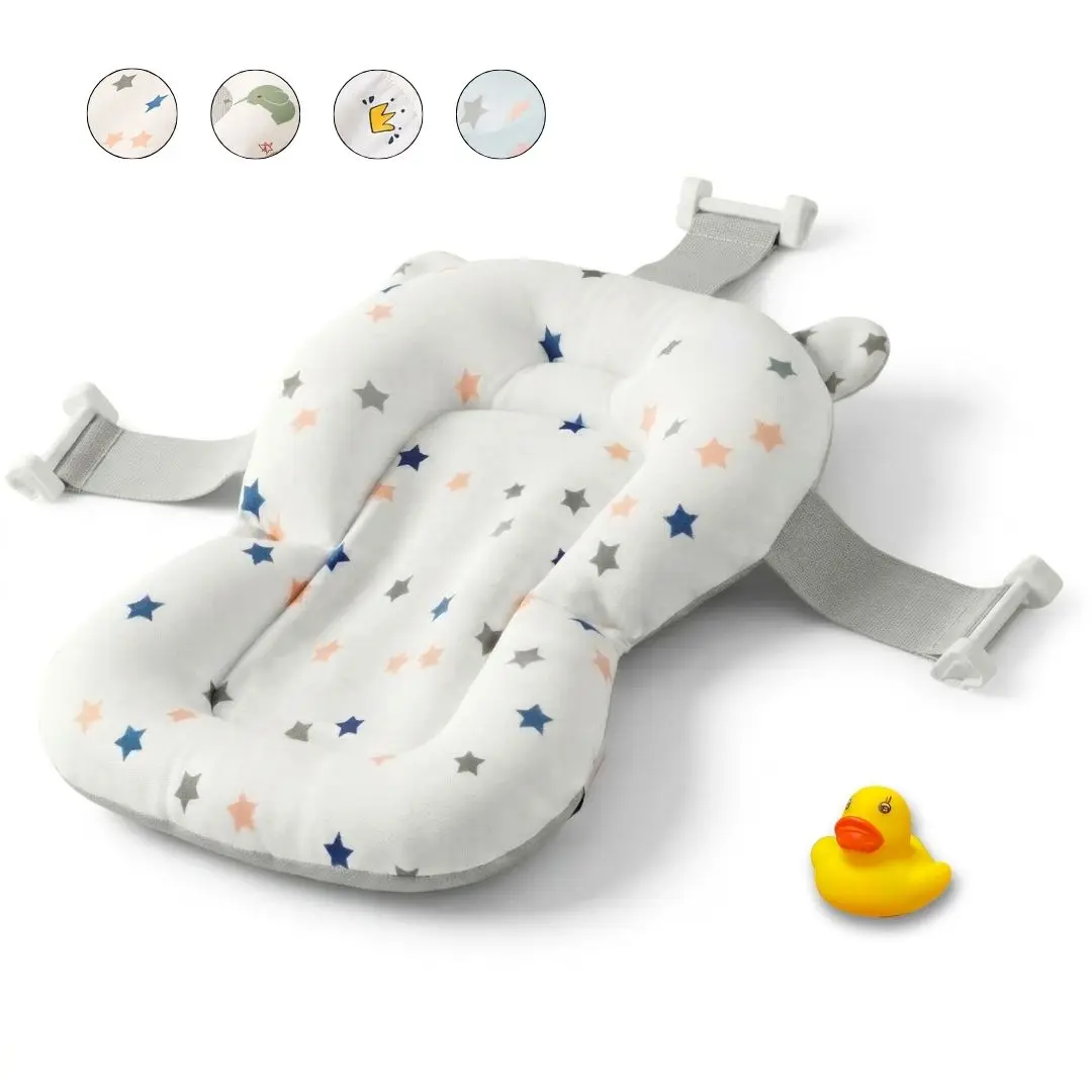 BATHBY Cojín Reductor para Bañera de Bebé Estrellitas · Ergonómico,  Ajustable y Portátil con Malla Antideslizante · Almohada Reductora · Hamaca de Ducha con Diseño de Estrellas ·  De 0 a 2 años