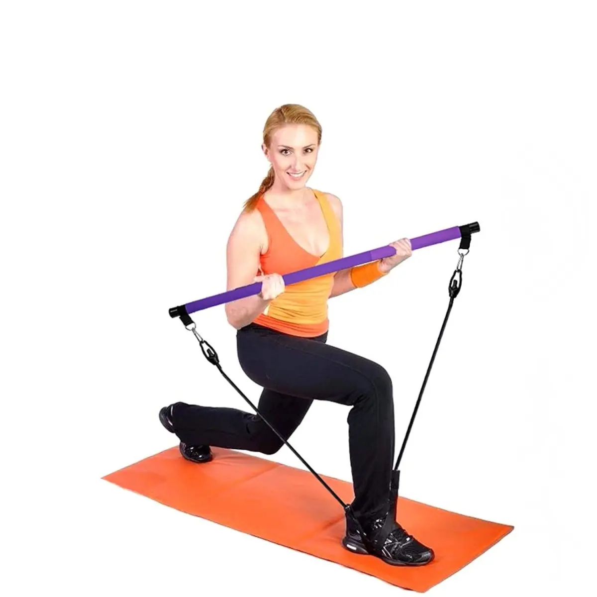 Portable pilates Bar, Stretch Resistance, Adjustable, Removable, Stretching, Yoga, Squat, Abdominal, Home Fitness-KMT Style