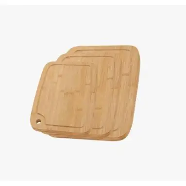 Set de 3 Tablas de Cortar de Bambú, Bloques de Corte de Bambú Natural con Canaletas para Jugos, Tablero de Cocina Antibacterial I Para Cortar Queso, Carne, Frutas, Verduras.