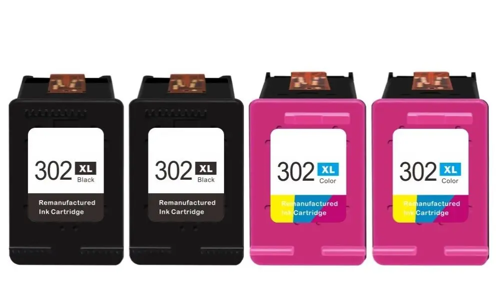 302XL ink cartridges for HP 302 XL Compatible with printers 2130 2132 2134 3630 Officejet 5220, (2 black, 2 color)