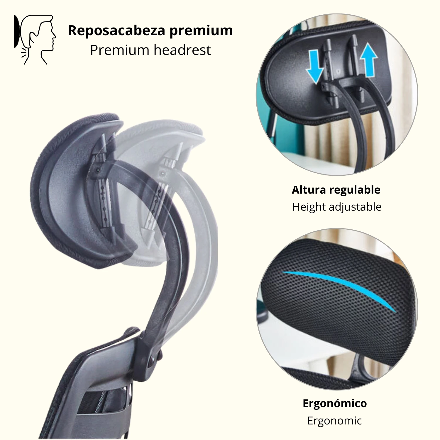 Adjustable Office Chair with Ergonomic Headrest and Breathable Mesh Back, JUICY GOODS HOME & DECOR, ideal for gaming and prolonged use, featuring lumbar support, easy assembly, and height adjustment for ultimate comfort. #4