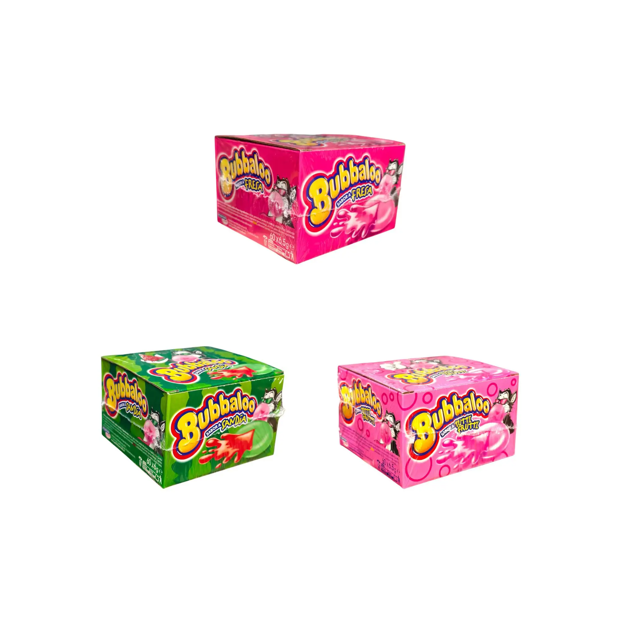 Bubbaloo gum - flavors of tutti-frutti, sandia and strawberry - box of 60 units #1