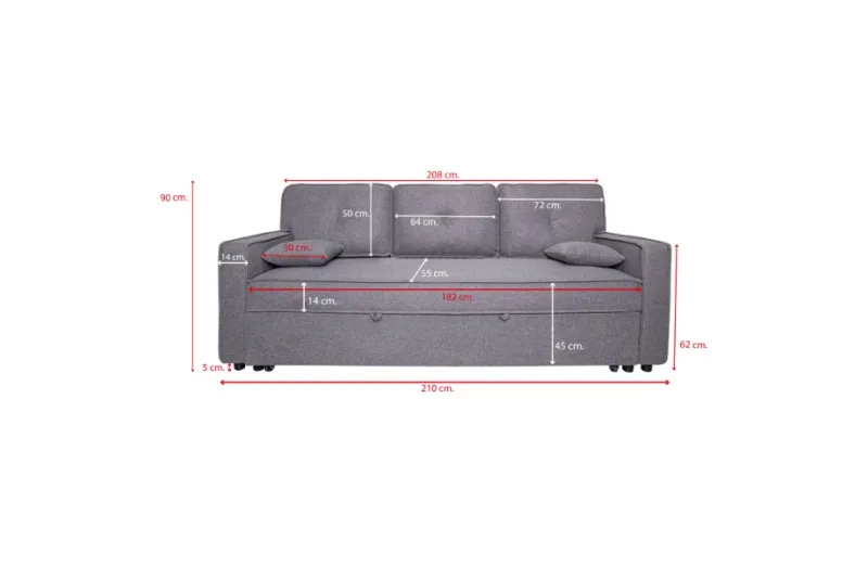 Sofa bed model Dax gray color