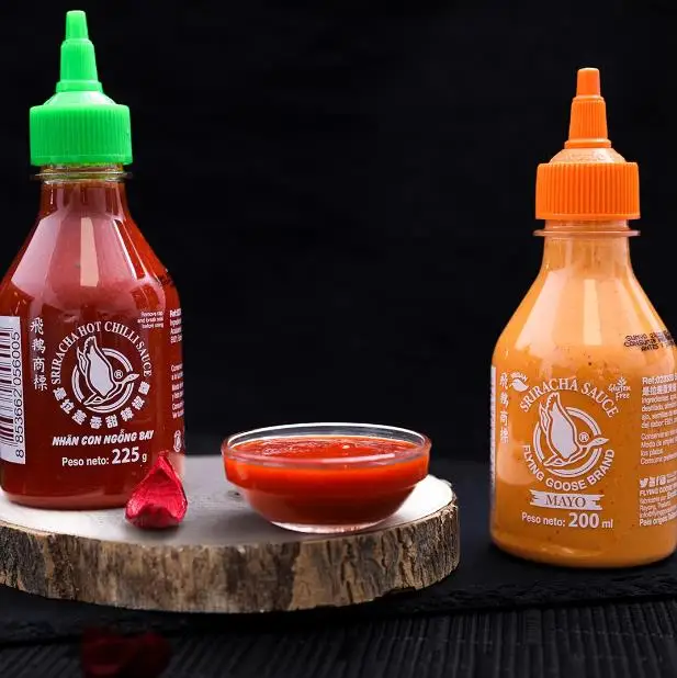 Sriracha hot Chili sauce 225g, Sriracha Mayo, smoky Sriracha, Sriracha Super hot, Sriracha Blackout Flying Goose