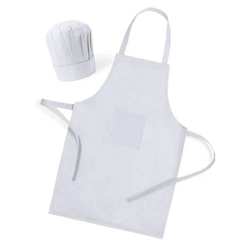 Lote 10 Delantales + 10 Gorros de Cocina Infantil para Niños Blancos Infantiles