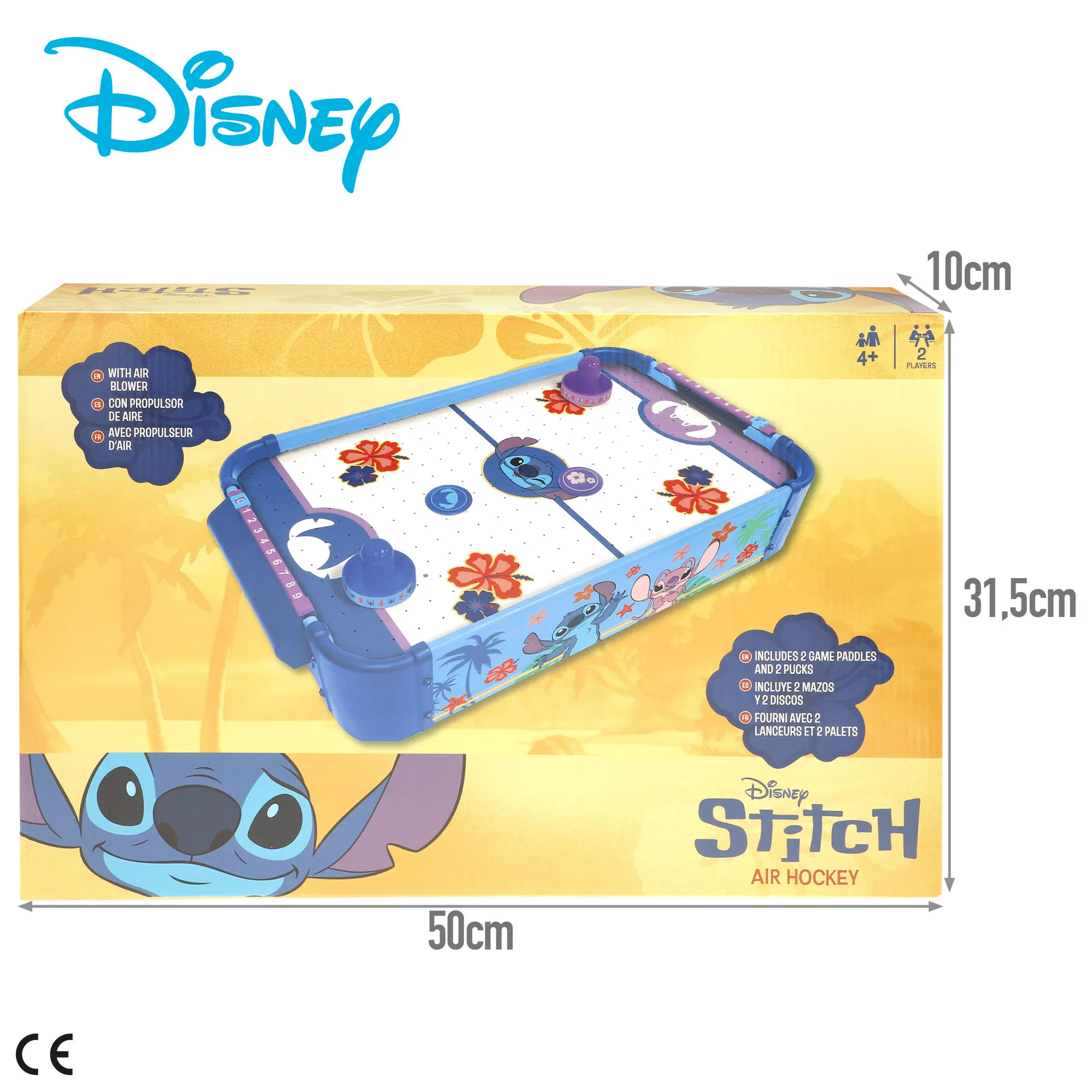 Stitch Air Hockey Table 53x31x9 cm, compact kids' game with 2 paddles and 2 pucks for 2 players, designed for children aged 4+, fosters hand-eye coordination and social skills, official Disney licensed design. #7
