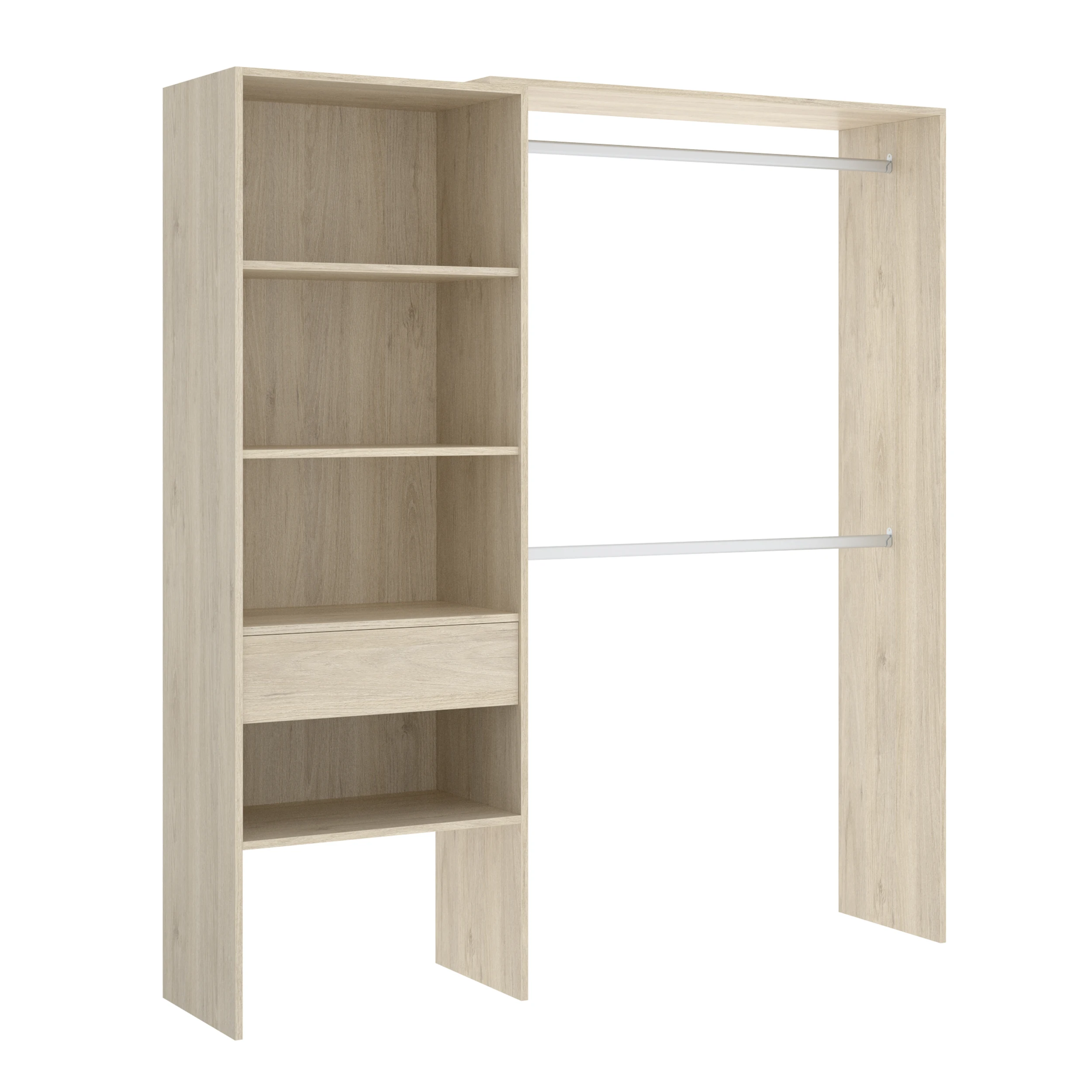 Kit Vestidor Adaptable Dekit con Cajón y Estantes - Natural