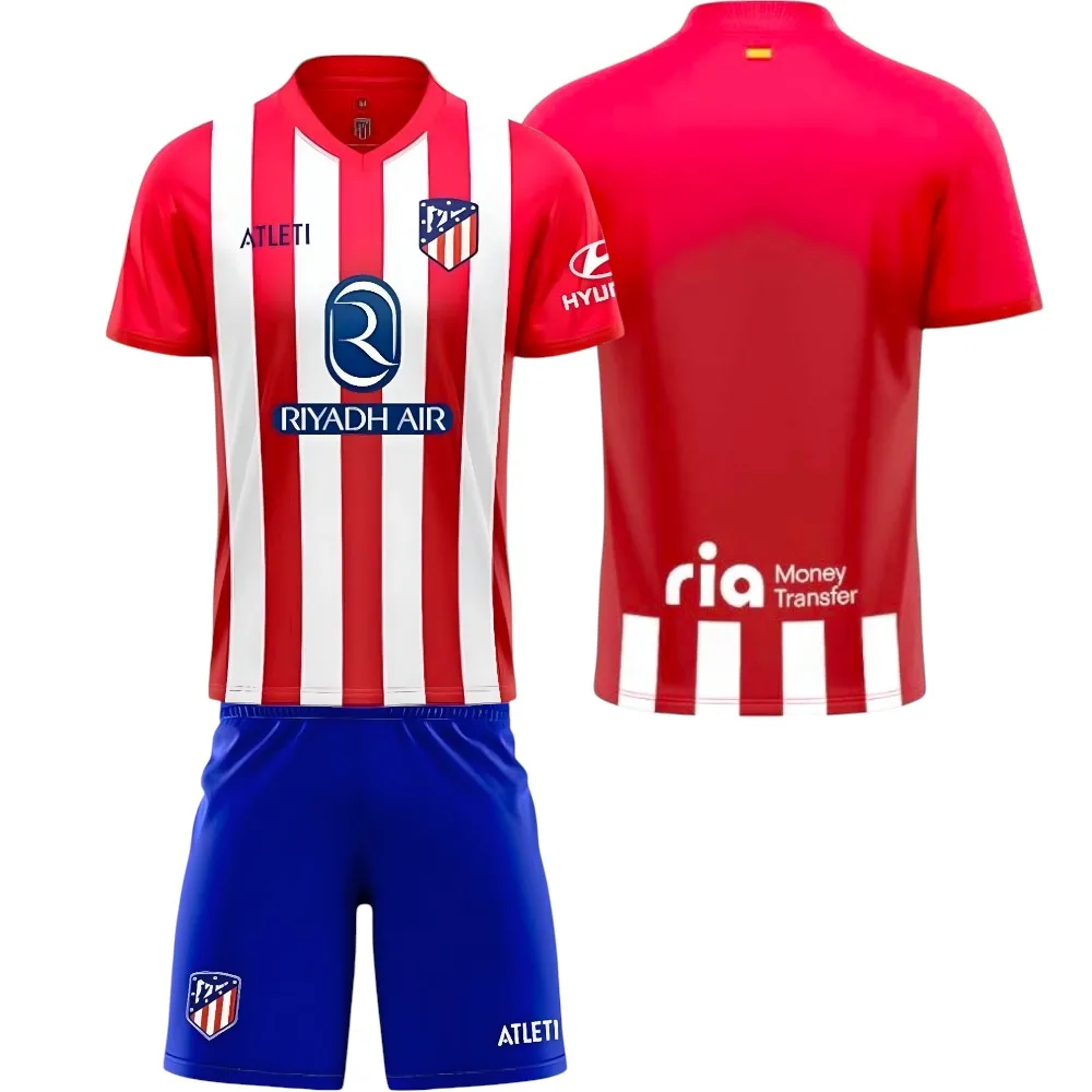 Atlético de Madrid Conjunto Camiseta y Pantalón Primera Equipación Temporada 2023-2024 Réplica Oficial - Talla Niño (FR/ES, Regular)