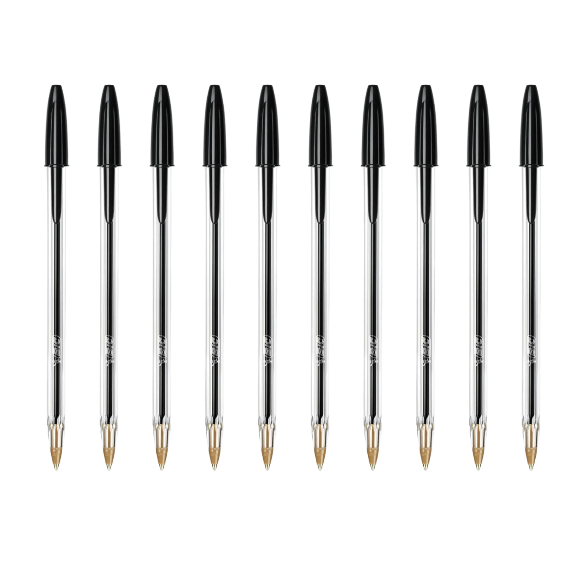 BIC Cristal Original – Bolígrafo Negro, Punta Media 1.0 mm, Escritura Suave y Duradera, Caja de 10 Unidades – Ideal para Oficina y Escuela