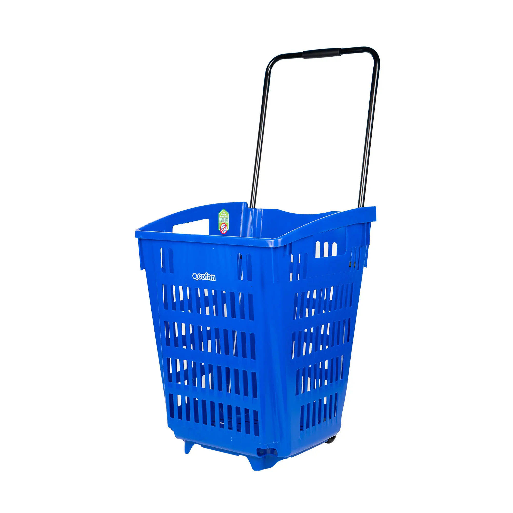 Cofan Carrito de la Compra con 2 Ruedas y Asa Telescópica | Capacidad 52 Litros | Color Azul | Cesta de la Compra Portátil 390x390x529mm