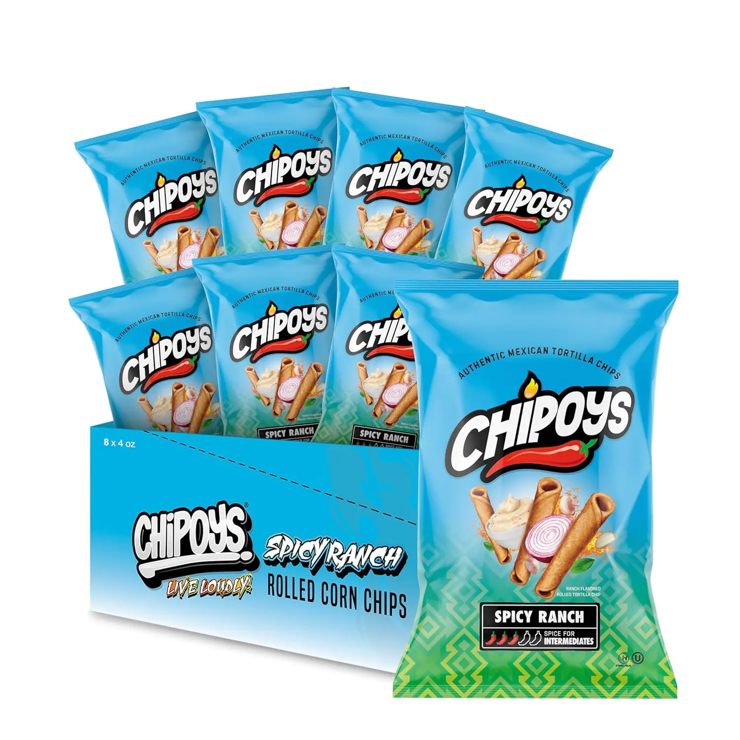 Chipoys-Mexican corn tortilla Chips-gluten free-10ud x 113,4g-flavors: Chile-lime, Spicy Ranch