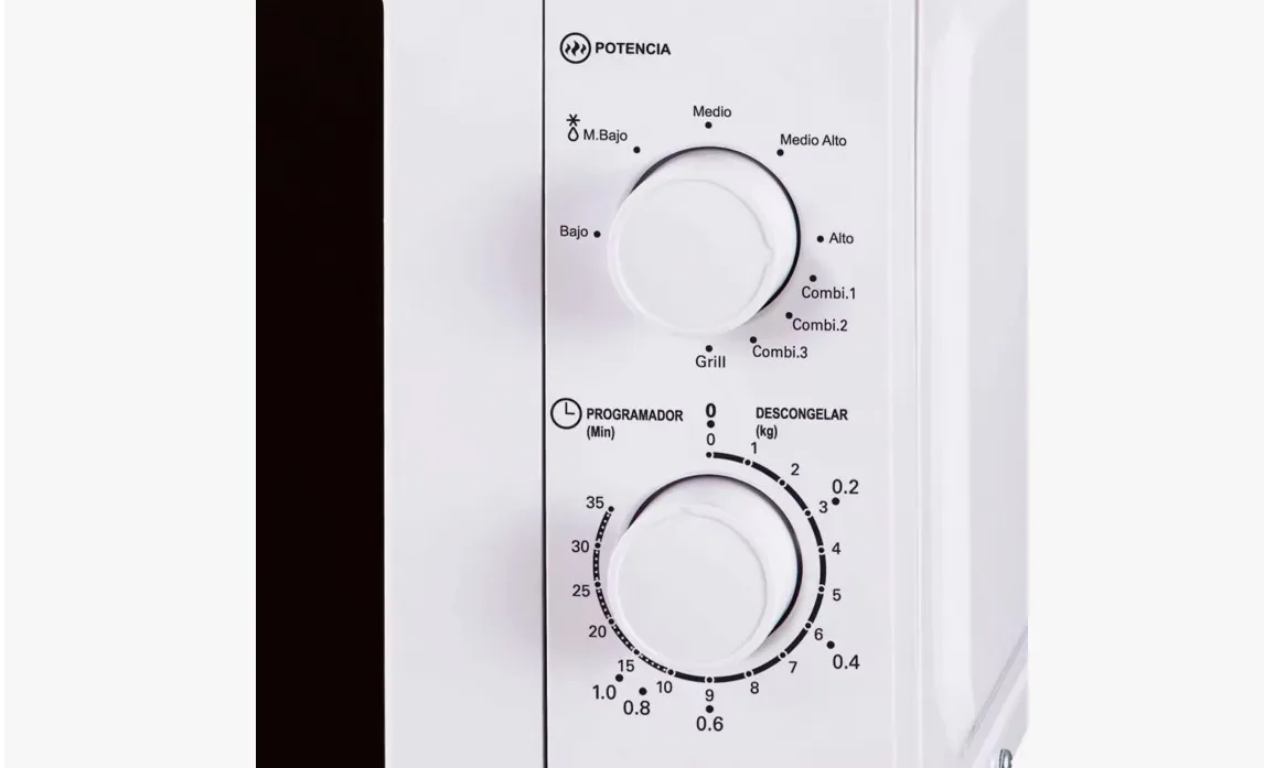 Microwave with grill nevir nvr6201 / capacity of 20 liters / 700 w of power / 5 power levels / white color