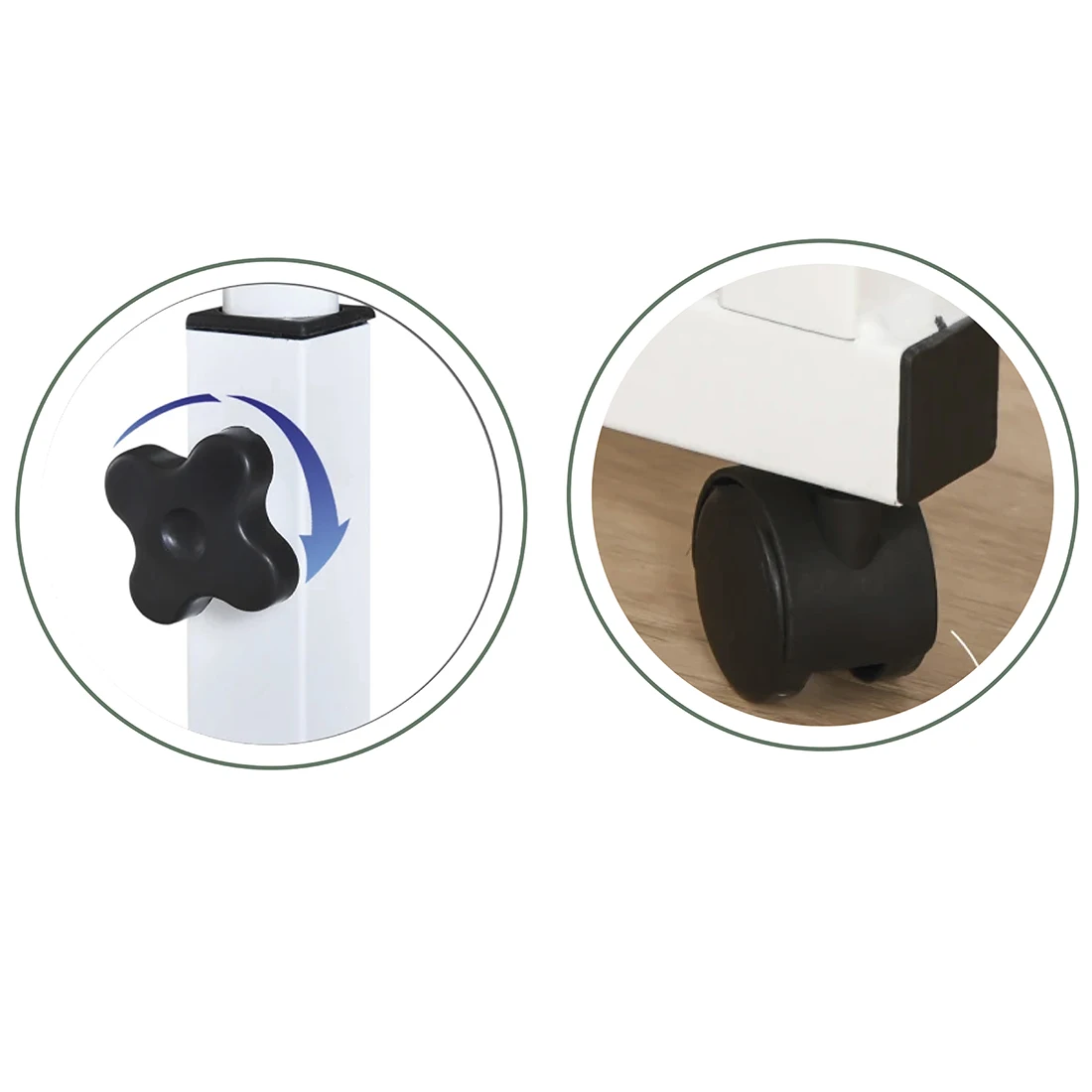 Accommodates textile-desk table with wheels to work and study. Multipurpose adjustable side table for bedroom, living room and kitchen 40x60x65-89 cm.