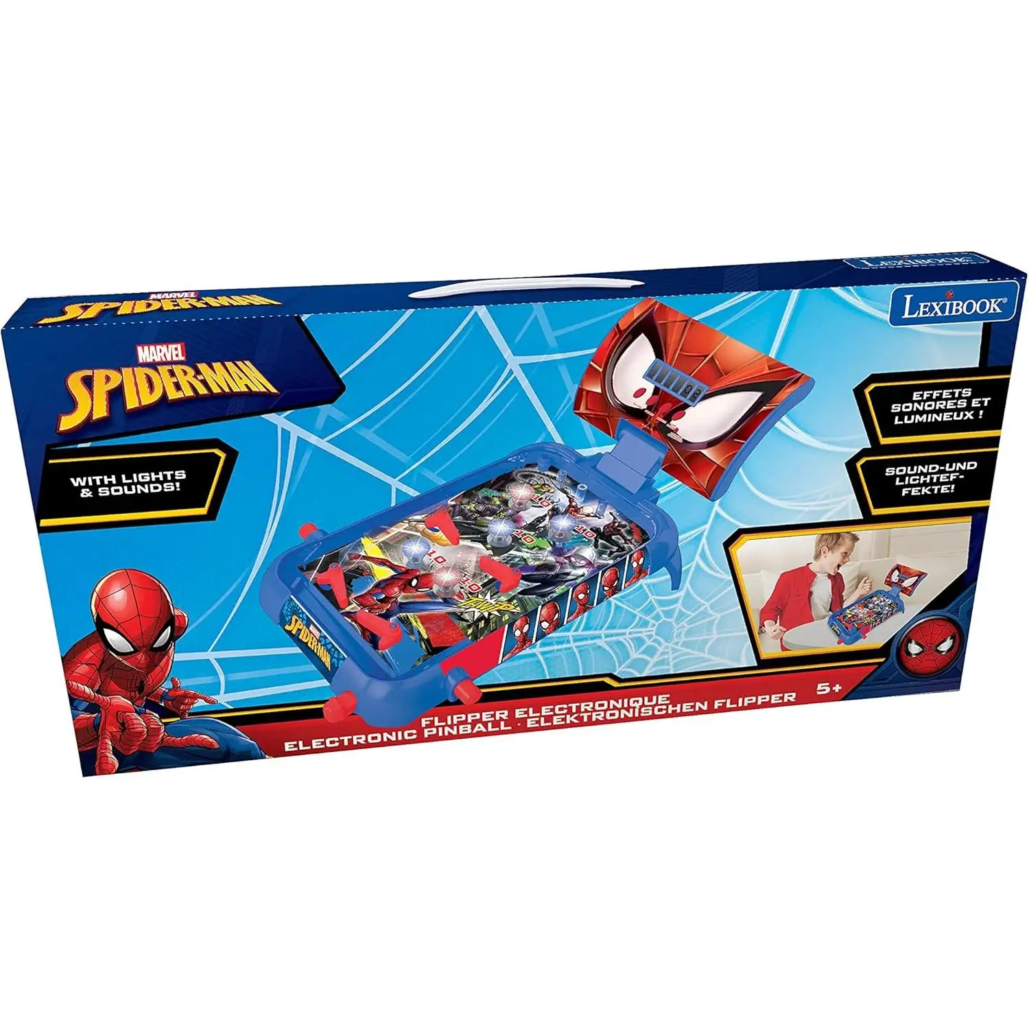 LEXIBOOK Pinball Electrónico  Spider-Man con Pantalla LCD y Efectos de Luz y Sonido
