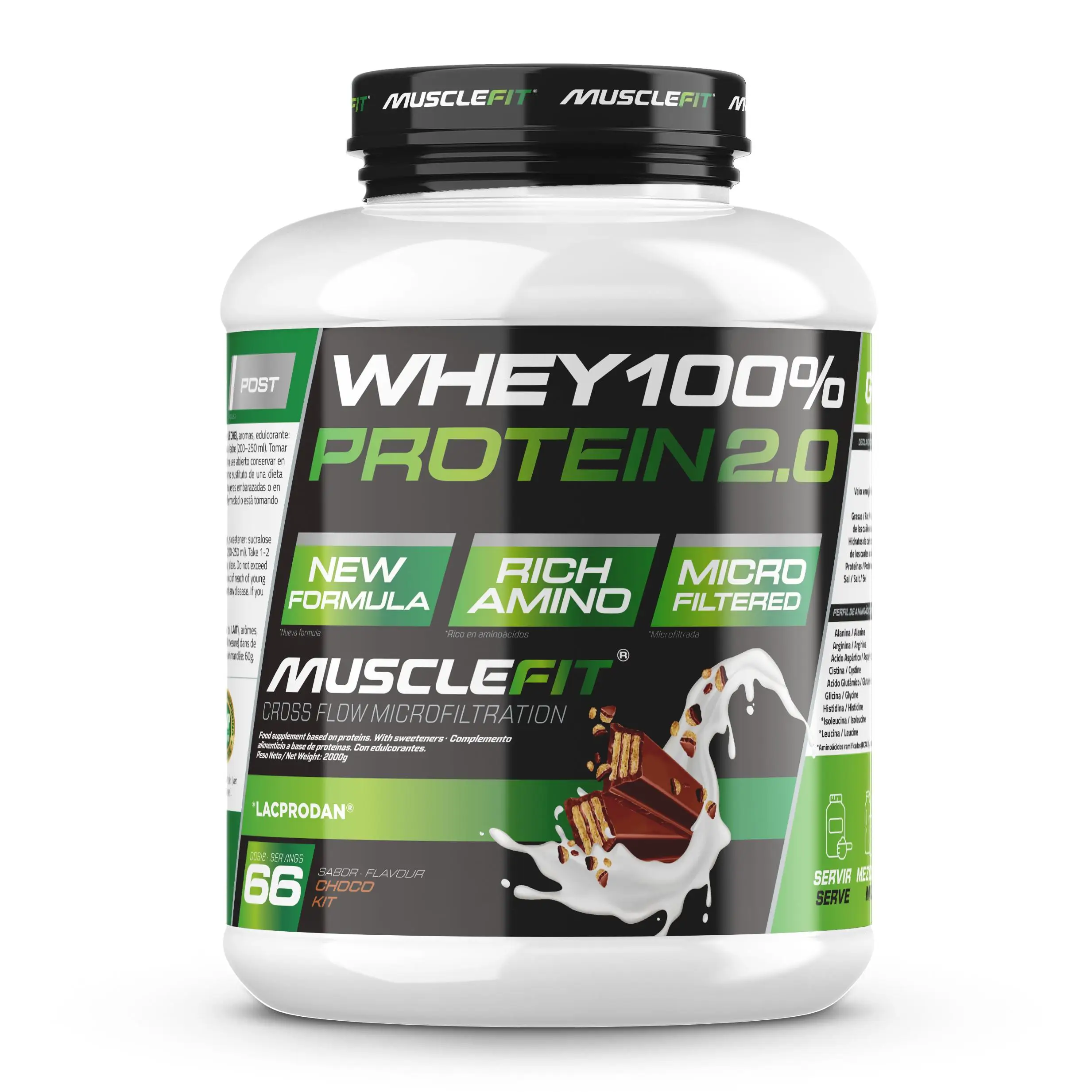Whey 100% Protein 2000g - MuscleFit│MUSCLECULT Rincón  Concentrado de Proteína para Creación de Músculo