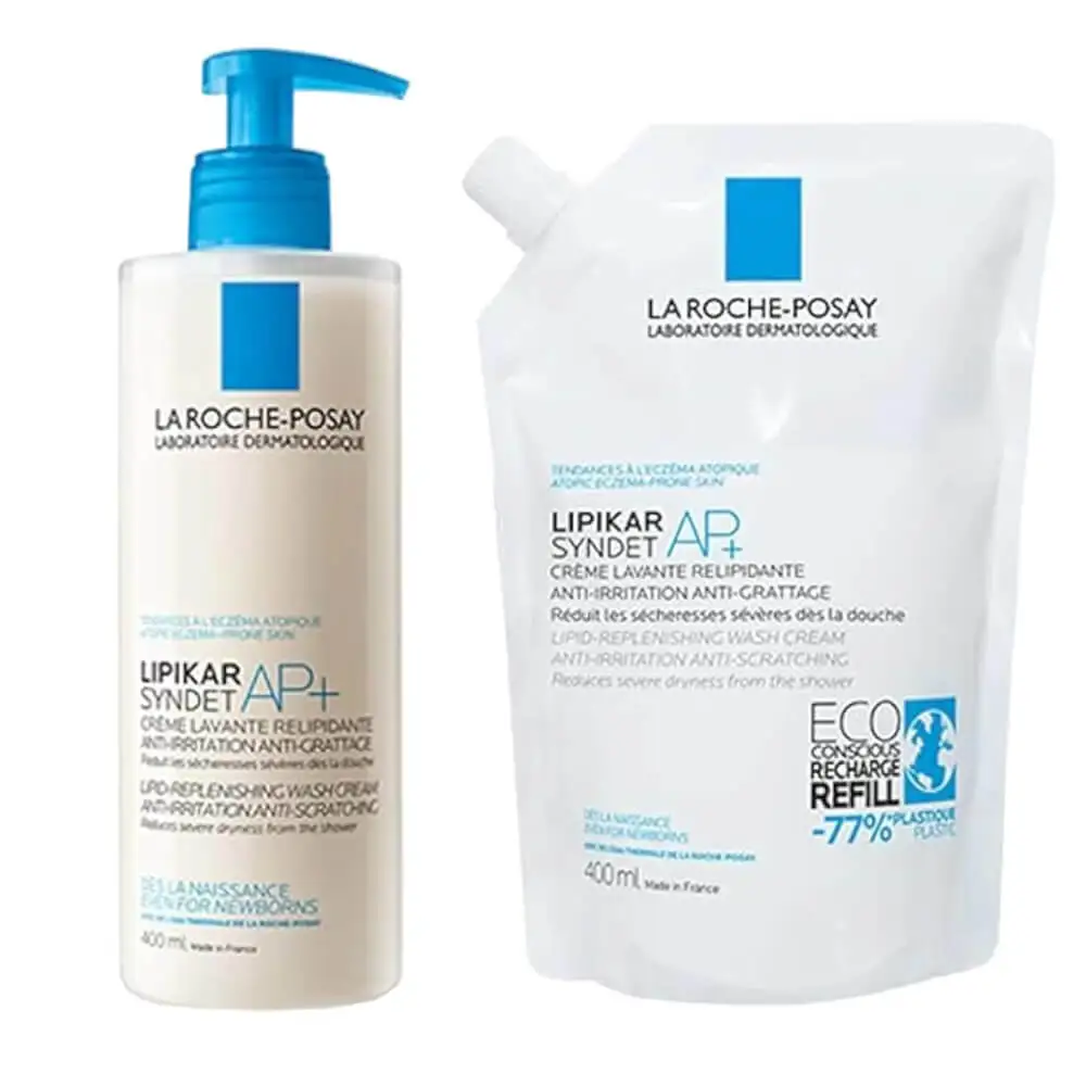 La roche posay lipikar syndet ap+ cream 400 ml + refill 400 ml pack
