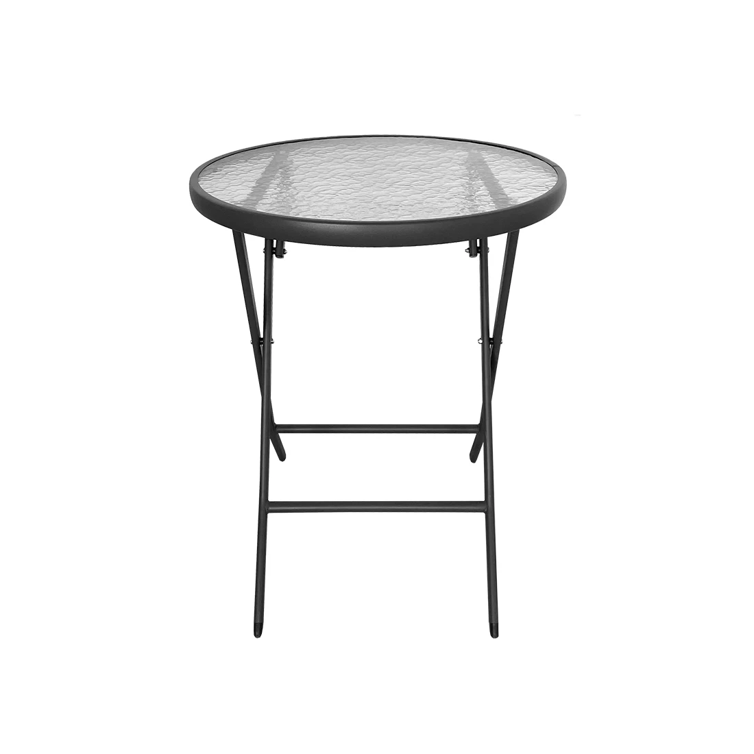 Mesa Plegable de Acero para Interior y Exterior Antracita. Mesa de Cristal Estable y Resistente para Jardín, Balcón, Terraza y Patio 60x70 cm.
