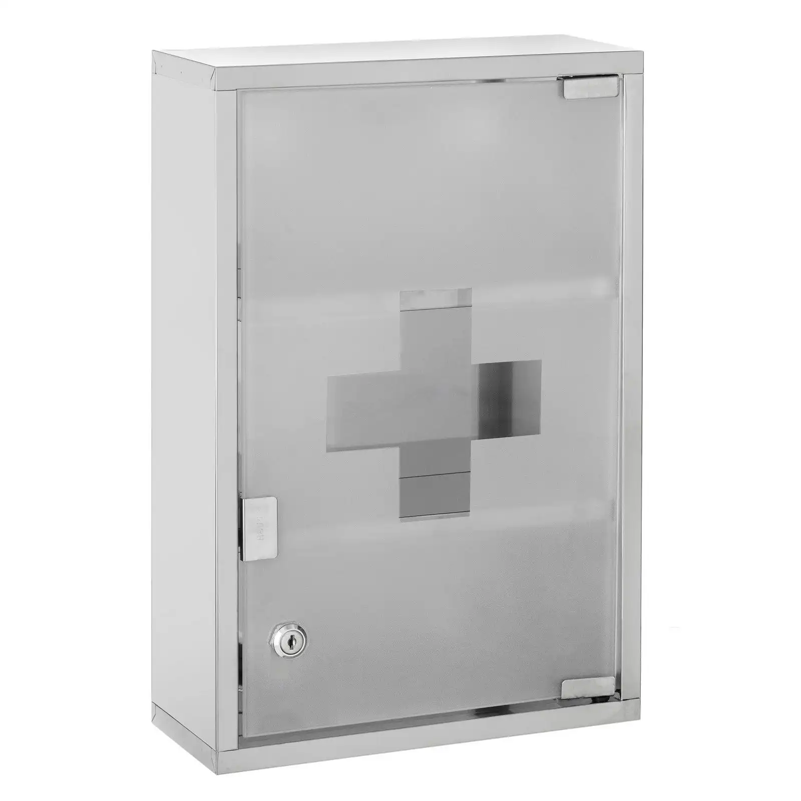 Lola Home Armario de baño botiquín con llave plateado de acero inoxidable y cristal de 30x12x45 cm