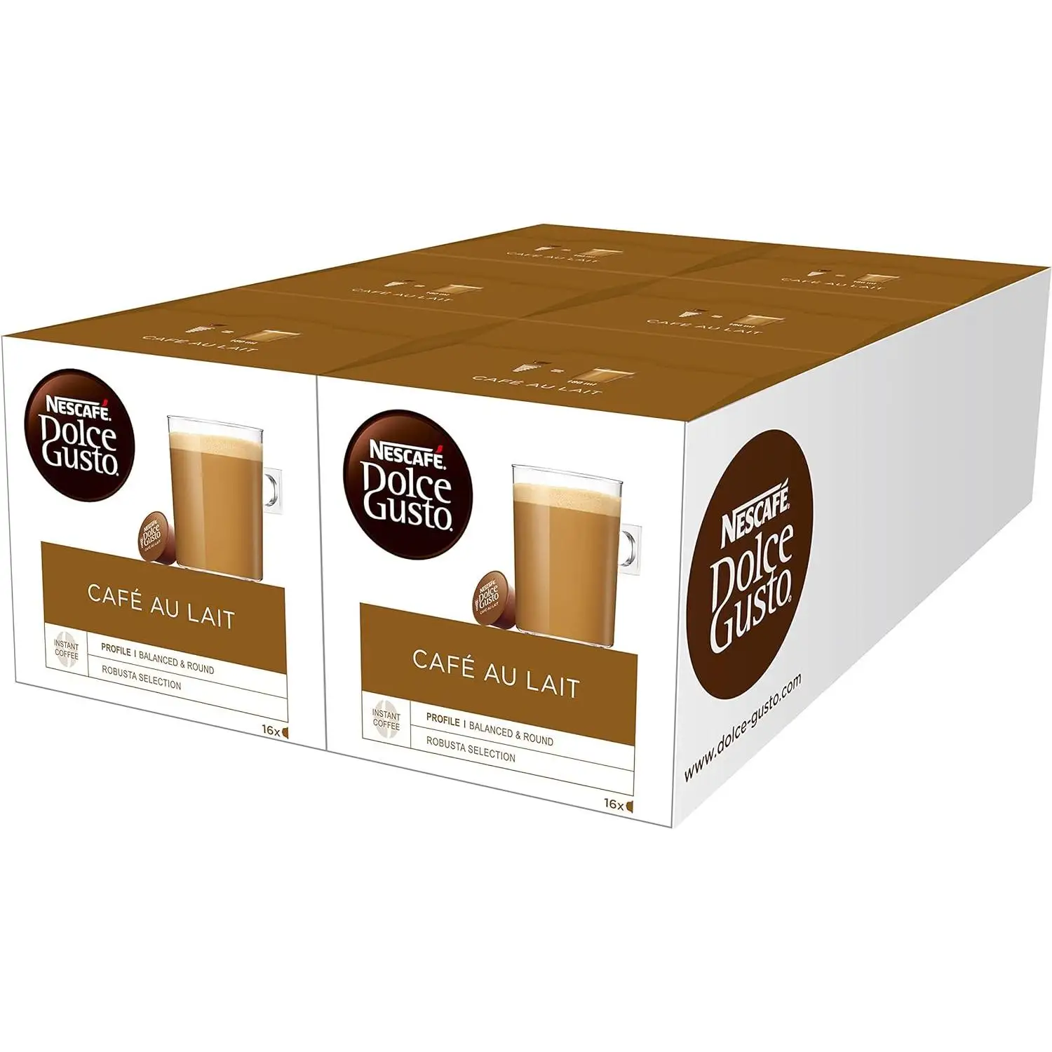 Nescafé Dolce Gusto-coffee with milk, 6 Pack, 6x16 capsules TOTAL 96 capsules of coffee with milk