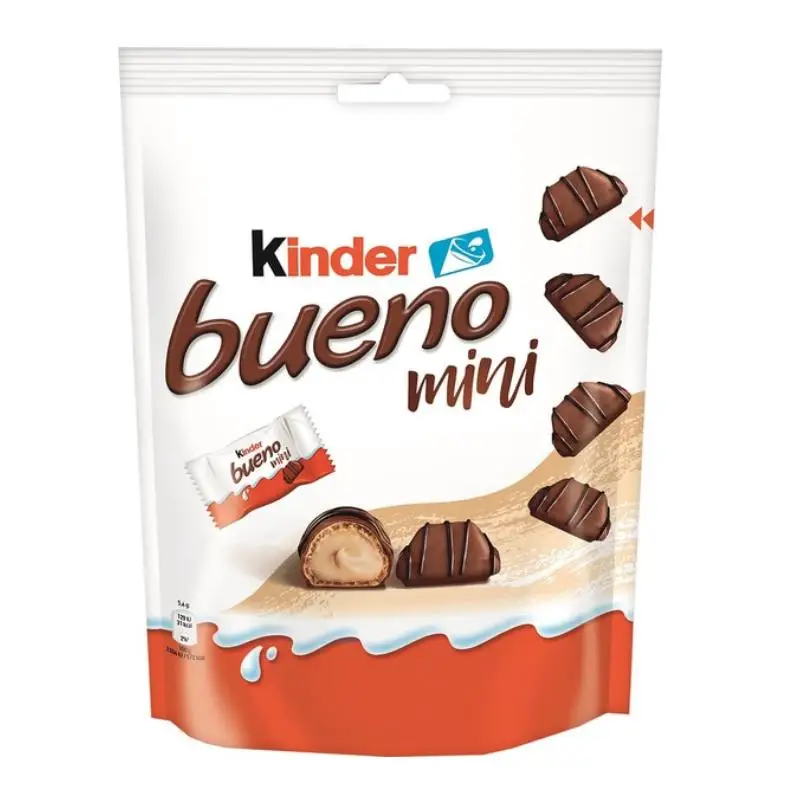 FERRERO KINDER BUENO MINI BOLSA 18U APROX 108G NACIONAL SABOR PERFECTO ALMACENADOS 4PACKS/8PACKS/16PACKS PARA ELEGIR DIFERENTES PRECIOS MIRARSE BIEN