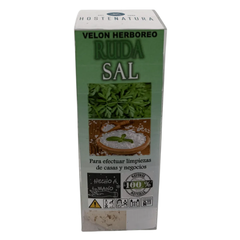 Herbaceous Candle Ruda and Salt - HOSTENATURA 14x6cm for energy cleansing of homes and businesses, crafted with natural herbs and salt for purifying and protection against negative energies. #3