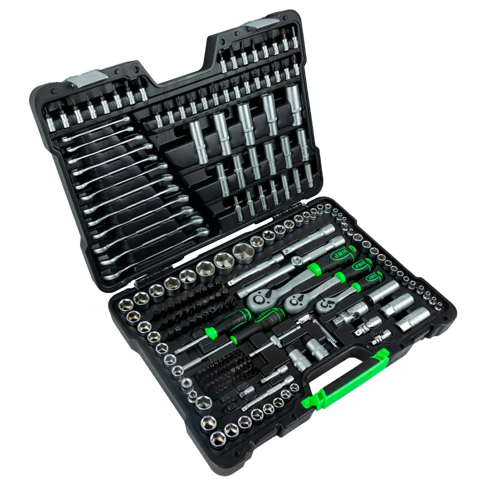 JBM 54035 216-piece Tool Briefcase with Zinc-cased Hex Cup-complete set of hand tools for home and Motor, excellent price